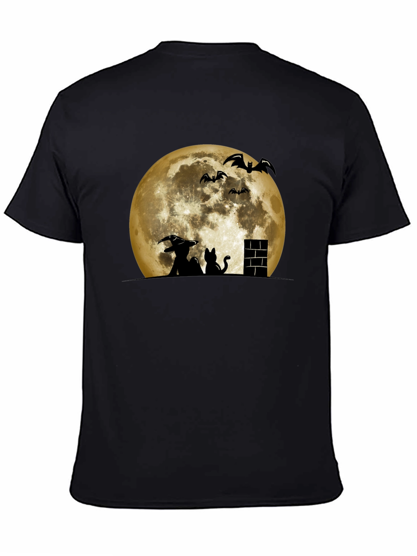 Halloween Moon Witch Cat Bat Graphic Tee