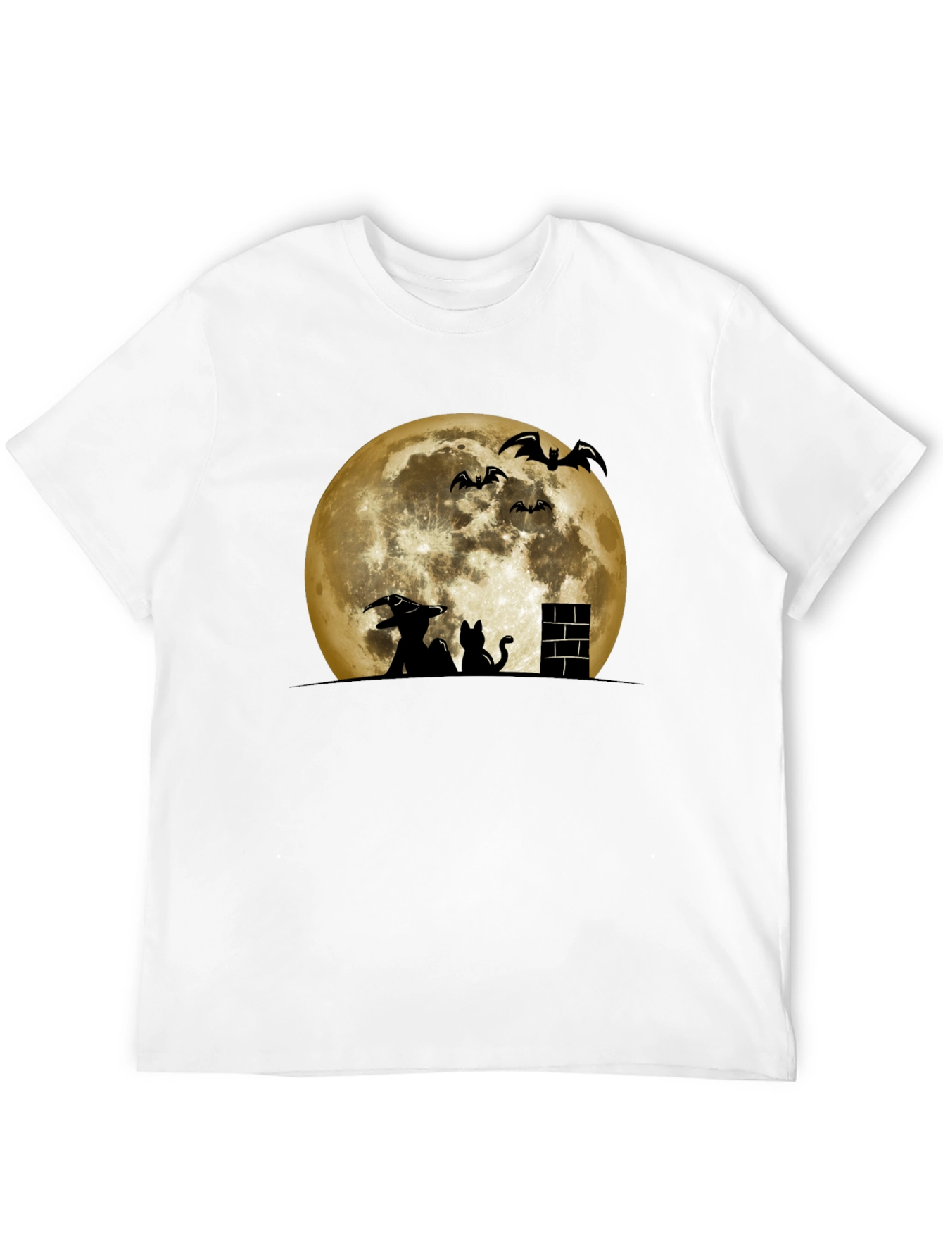Halloween Moon Witch Cat Bat Graphic Tee