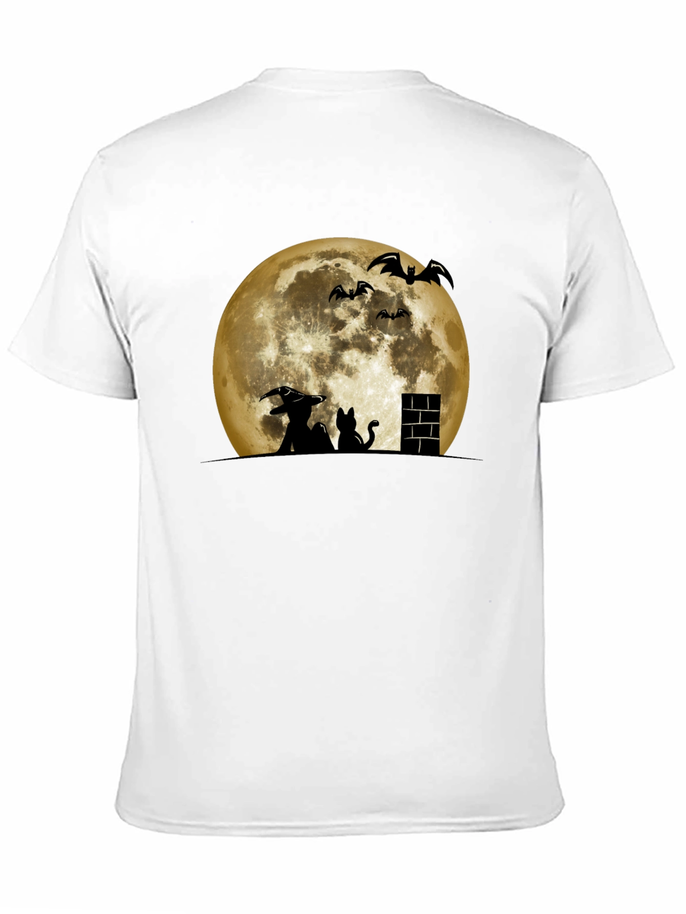 Halloween Moon Witch Cat Bat Graphic Tee