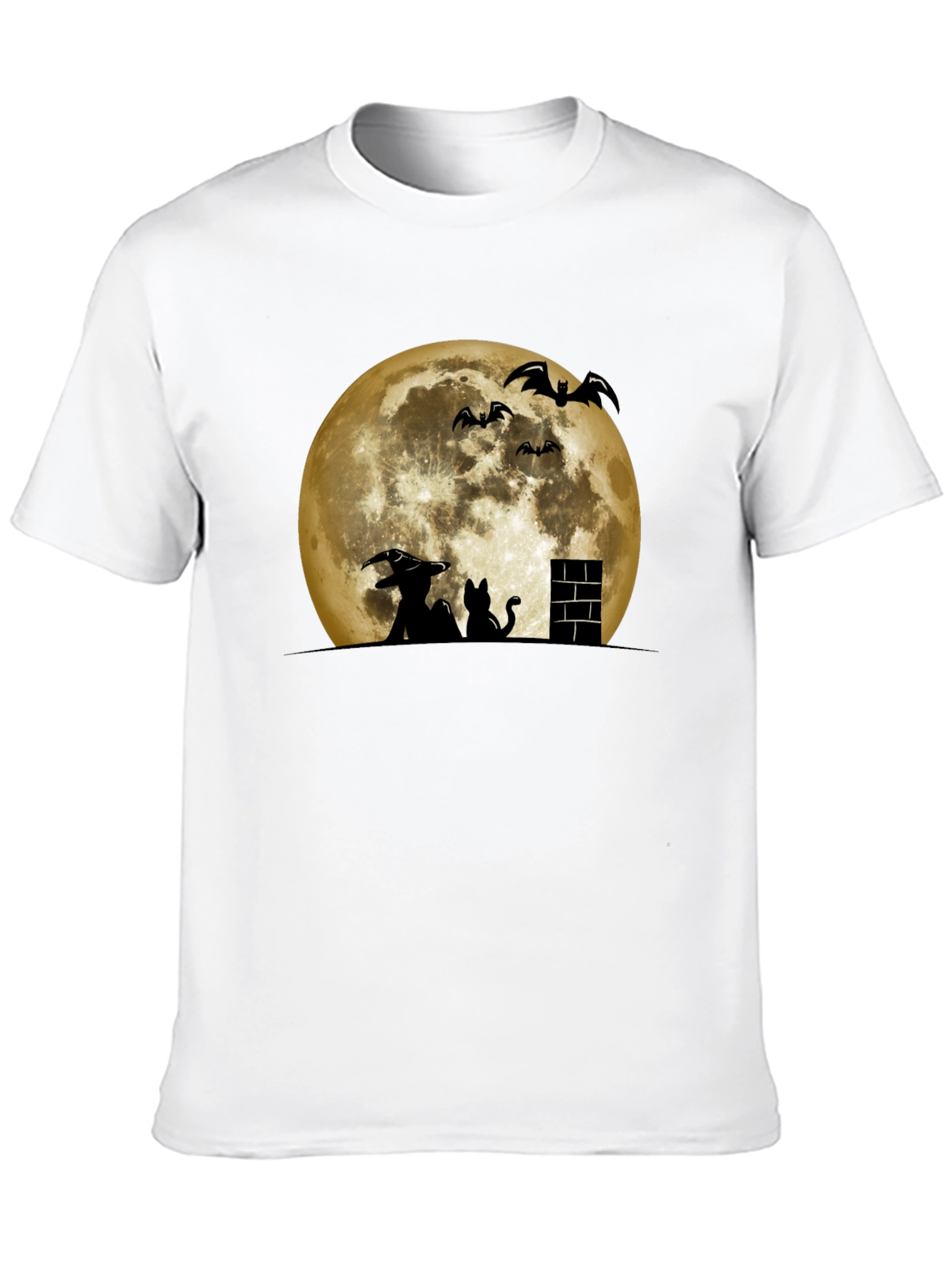 Halloween Moon Witch Cat Bat Graphic Tee