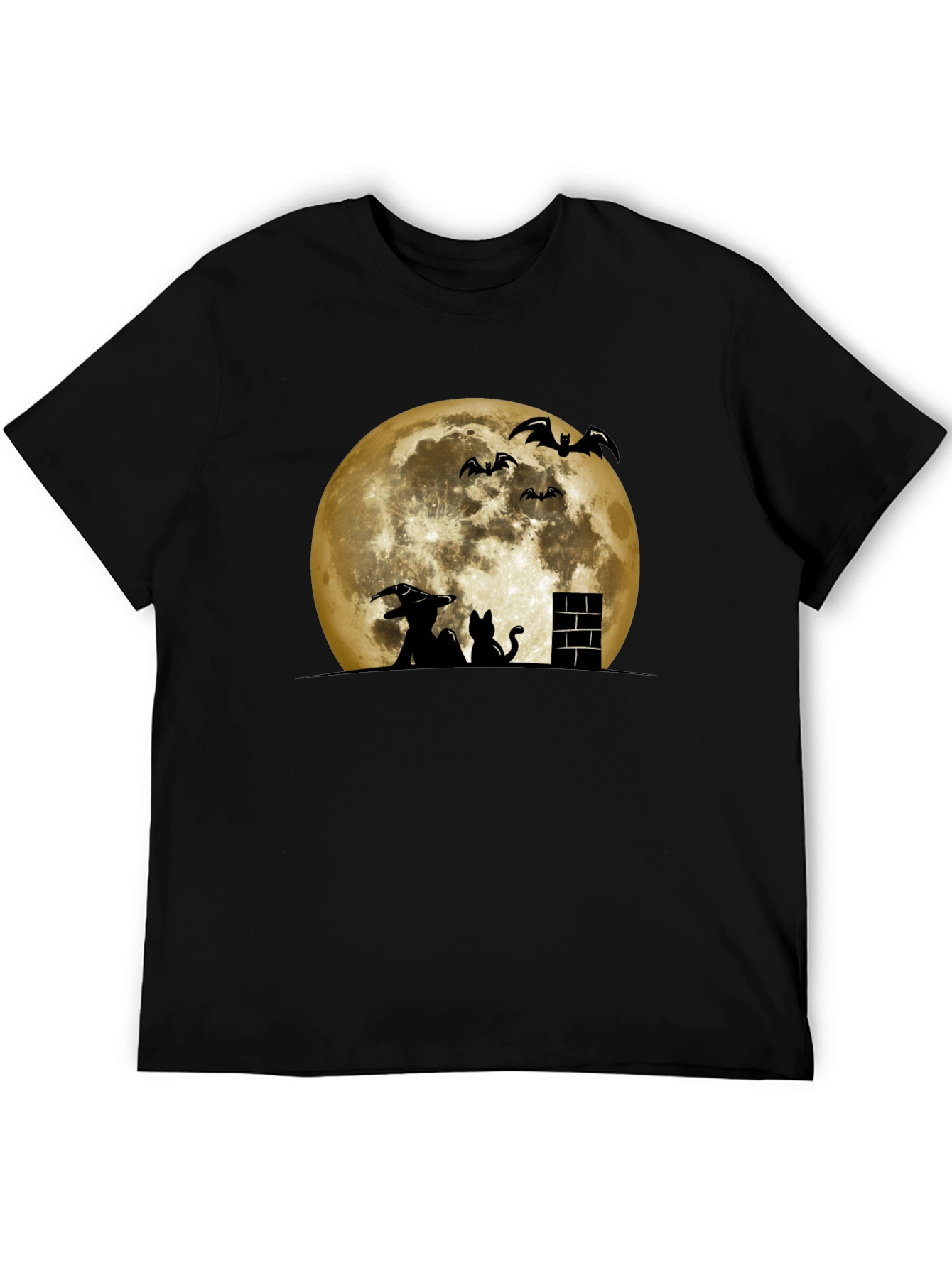 Halloween Moon Witch Cat Bat Graphic Tee