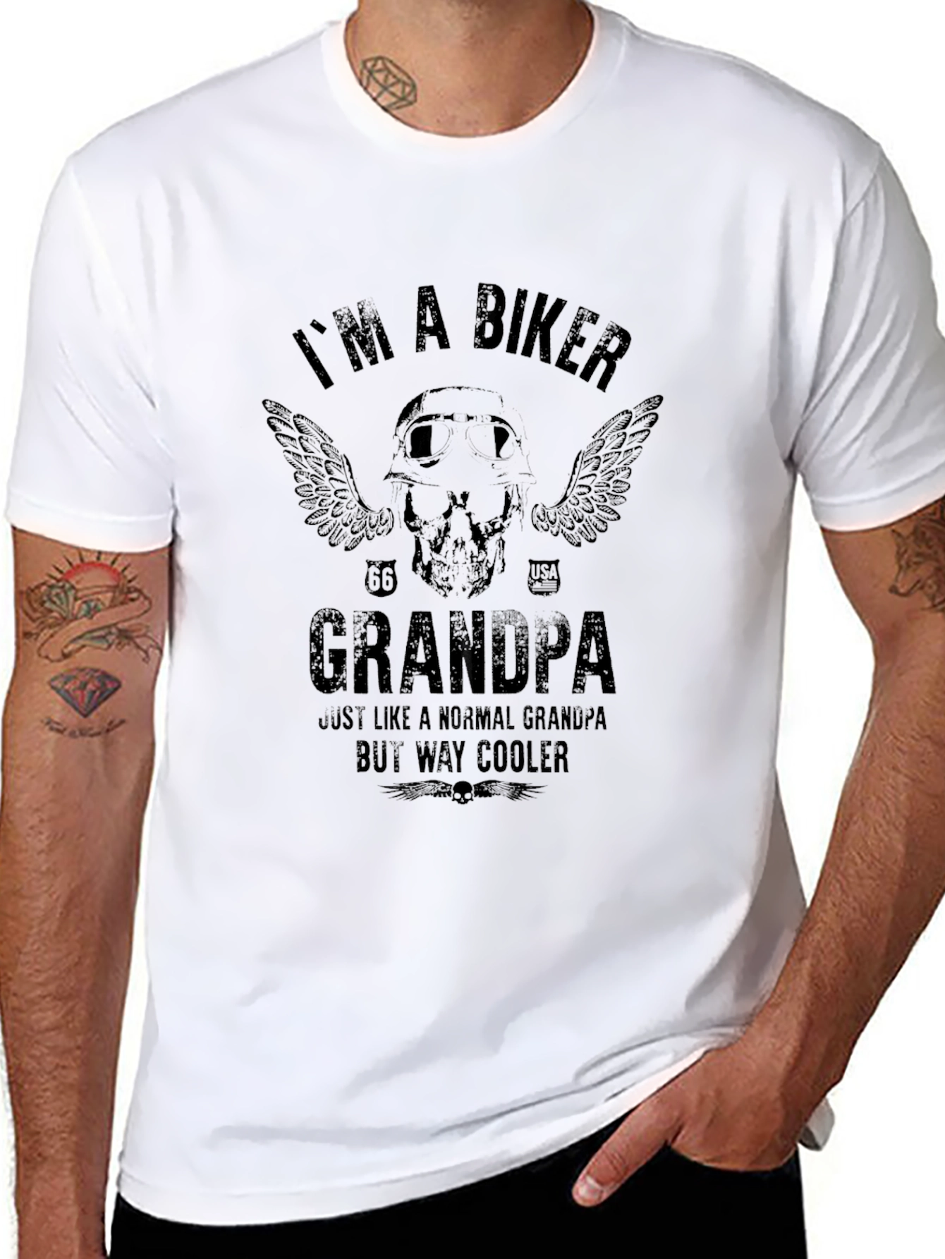 Biker Grandpa Graphic T-Shirt