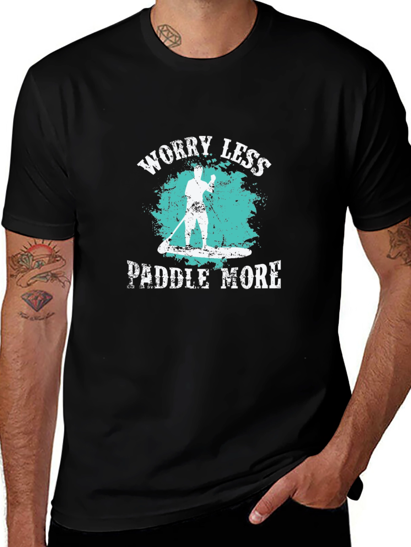 Worry Less Paddle More Black T-Shirt