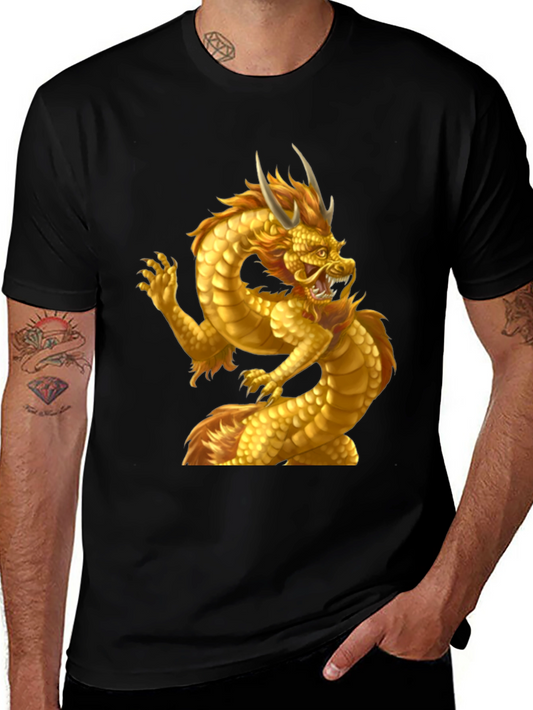 Golden Dragon Graphic Tee - Mens Black T-Shirt