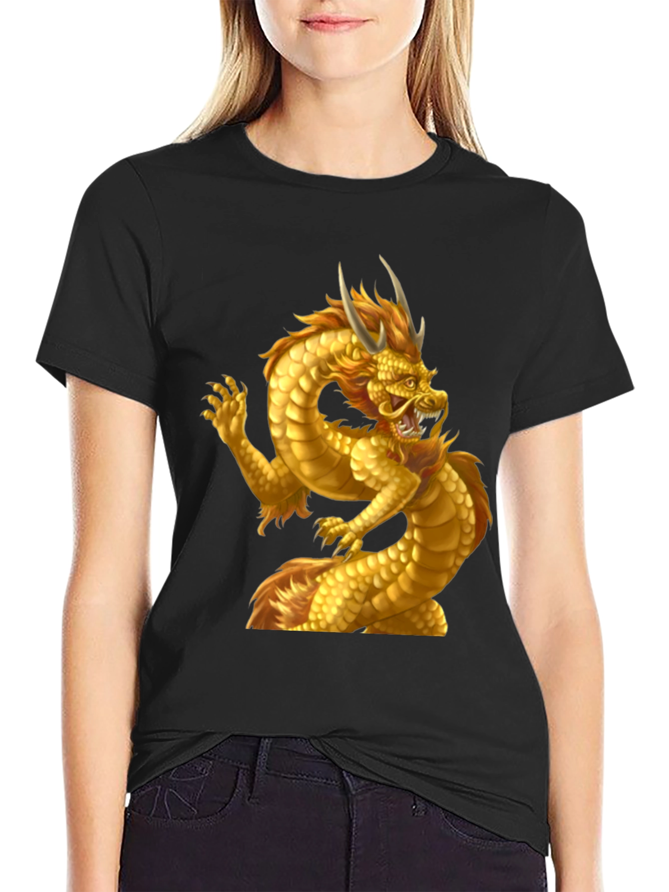 Golden Dragon Graphic Tee - Mens Black T-Shirt