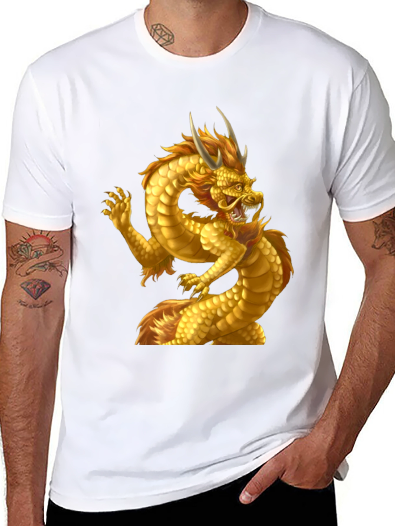 Golden Dragon Graphic Tee - Mens Black T-Shirt