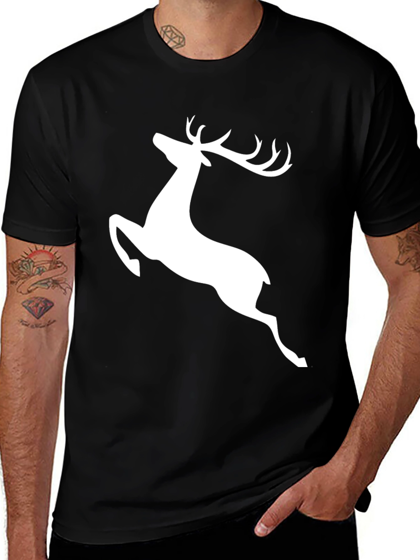 Black Deer Graphic Tee - Mens Casual T-Shirt
