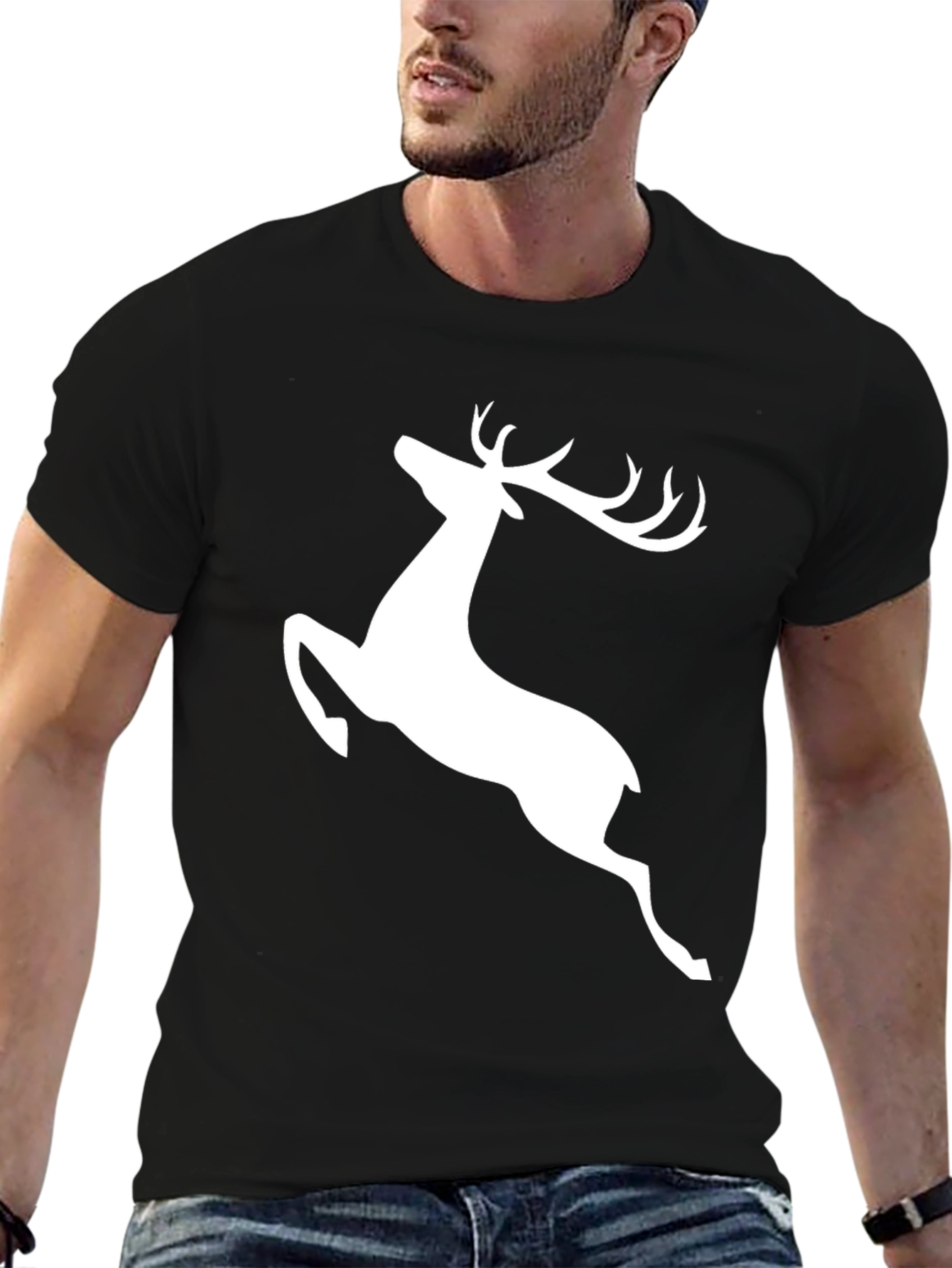 Black Deer Graphic Tee - Mens Casual T-Shirt