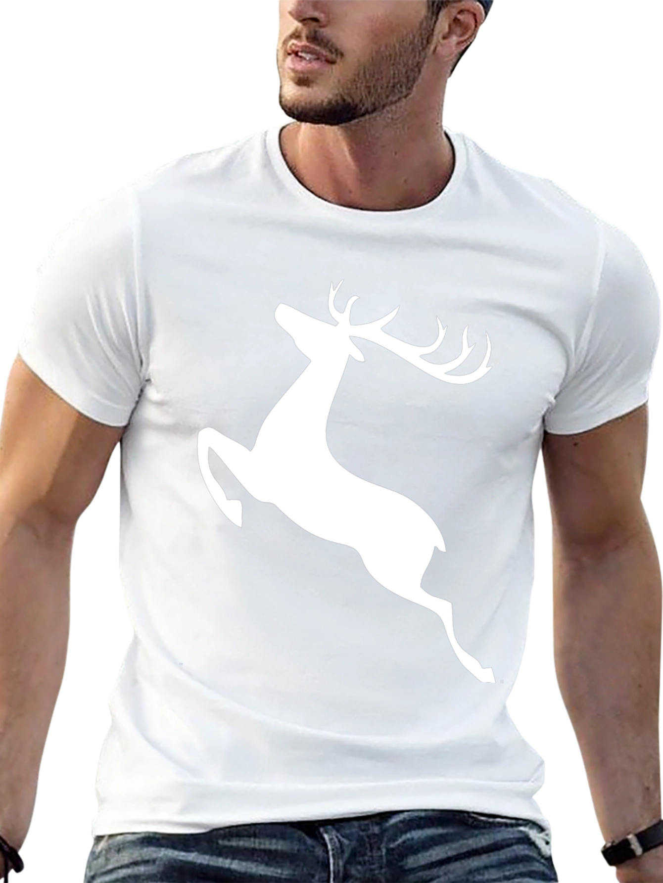 Black Deer Graphic Tee - Mens Casual T-Shirt