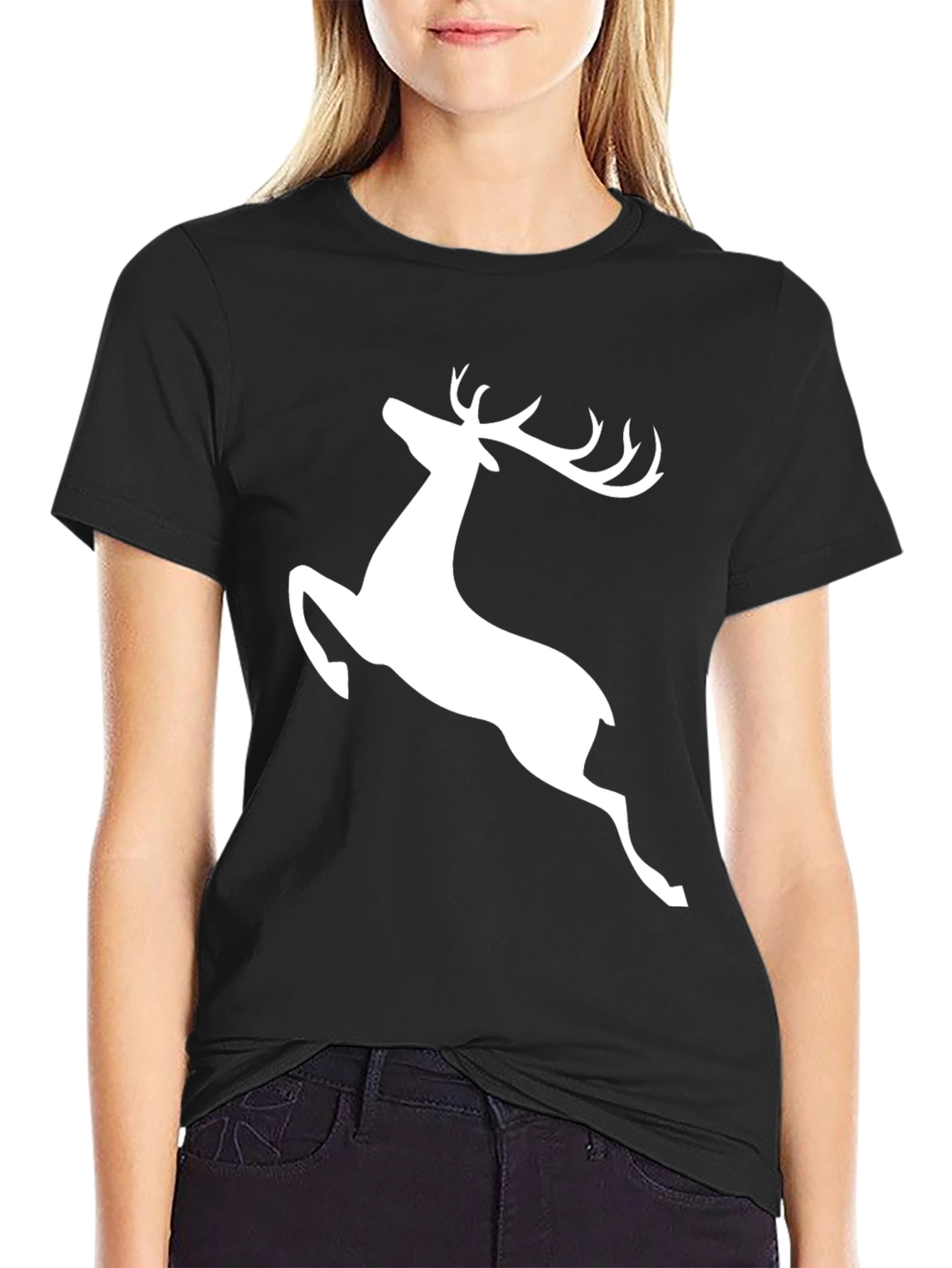 Black Deer Graphic Tee - Mens Casual T-Shirt