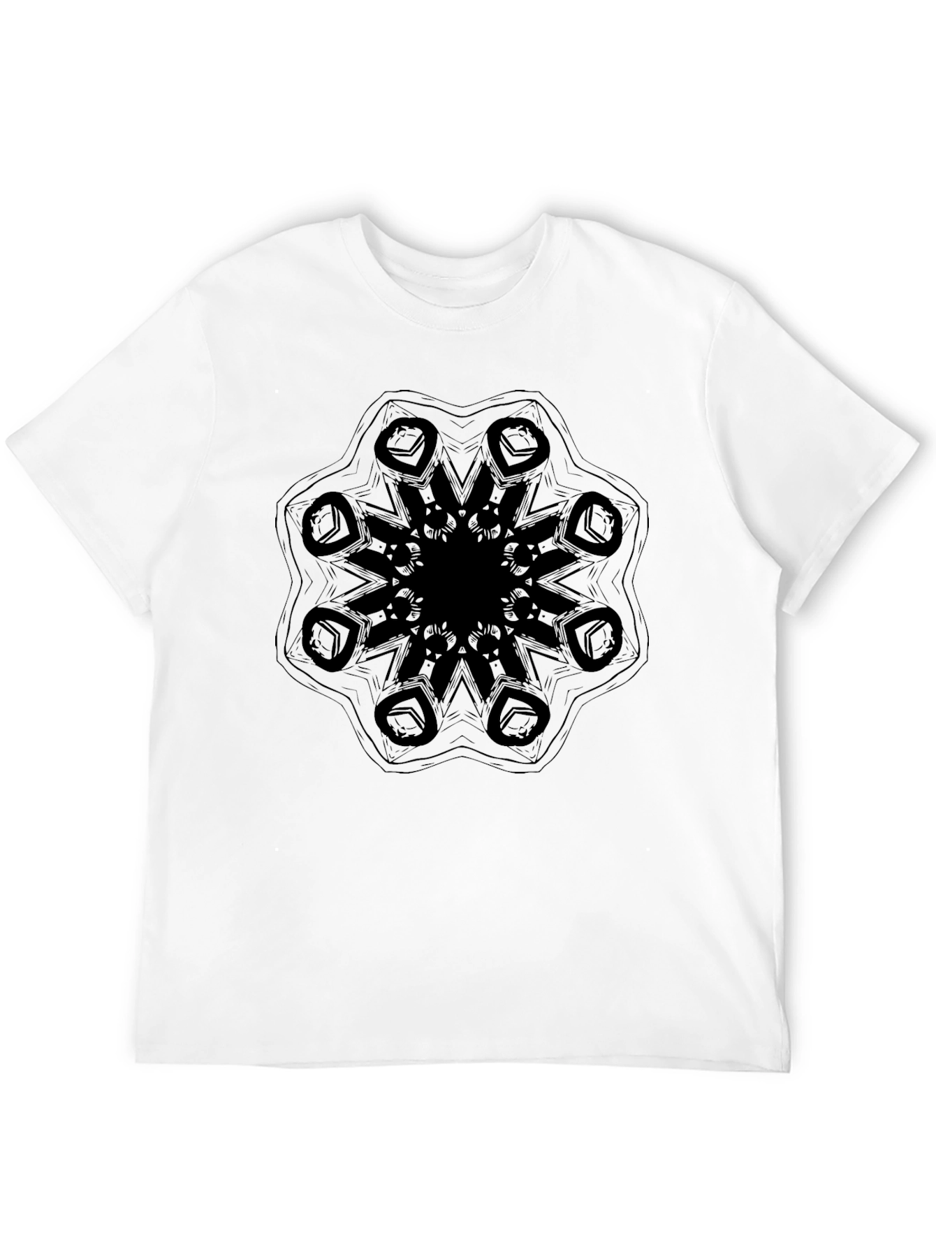 Abstract Mandala Print Black T-Shirt