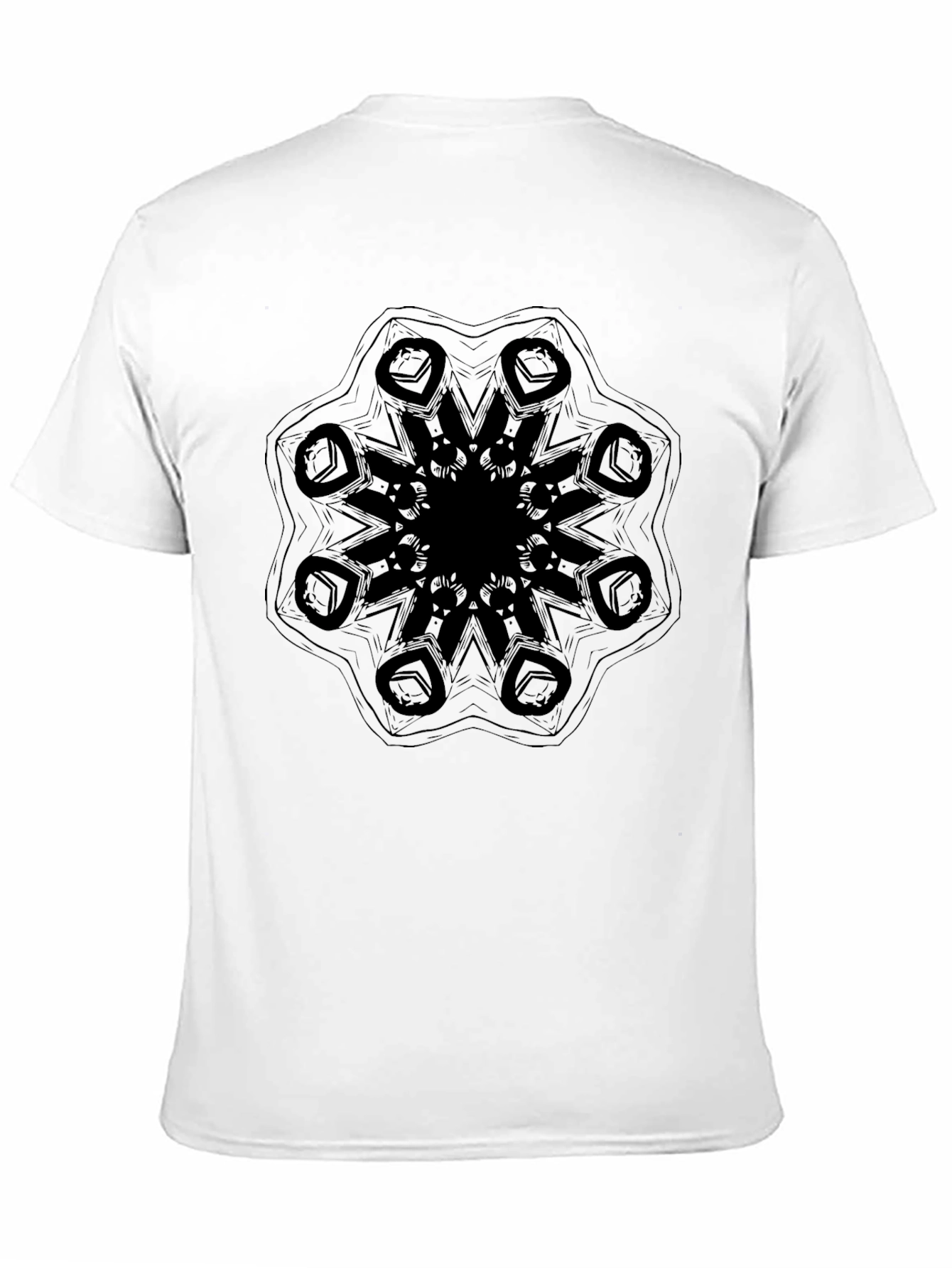 Abstract Mandala Print Black T-Shirt