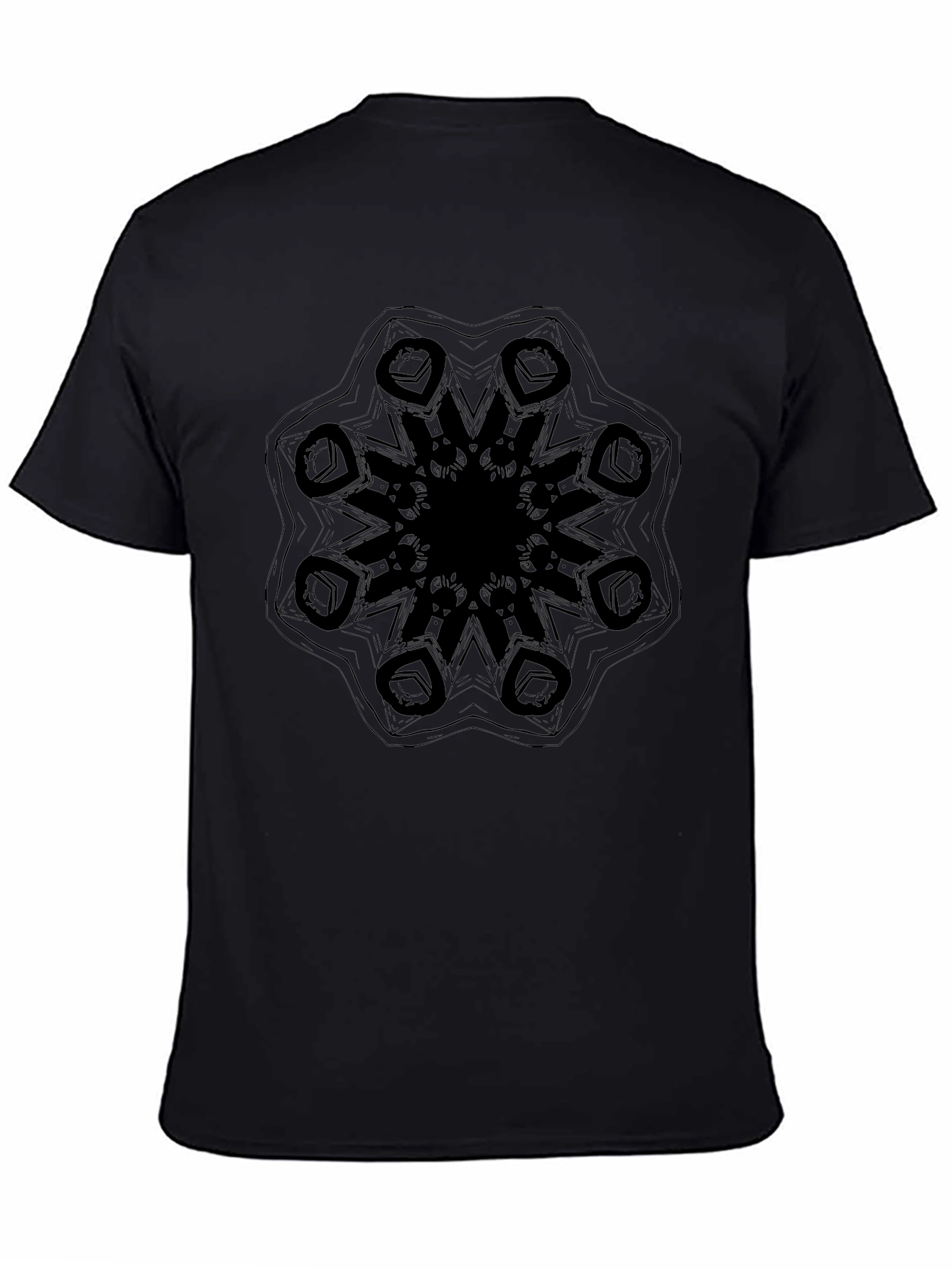 Abstract Mandala Print Black T-Shirt