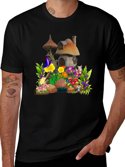 Whimsical Mushroom House Graphic Tee