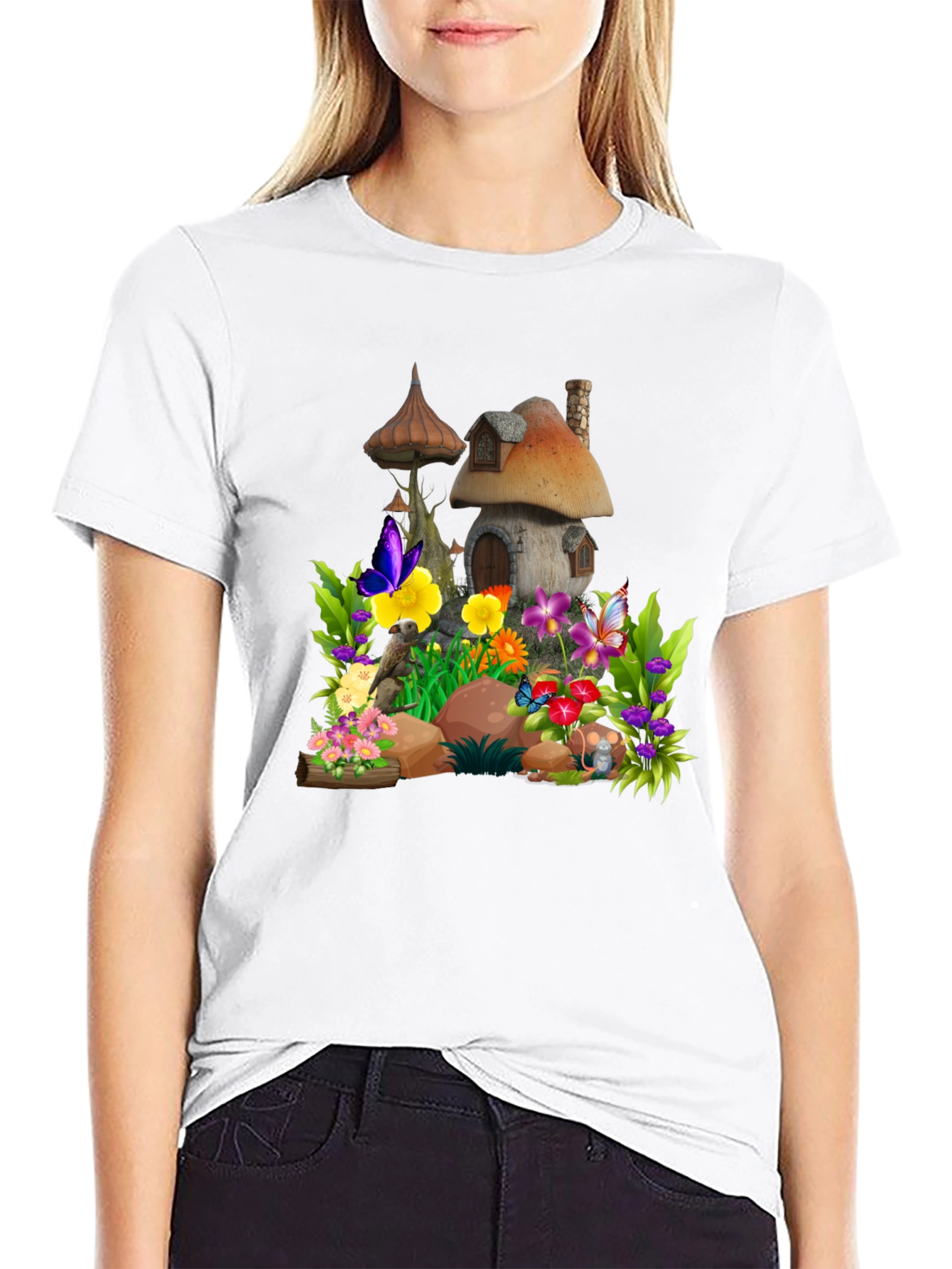 Whimsical Mushroom House Graphic Tee