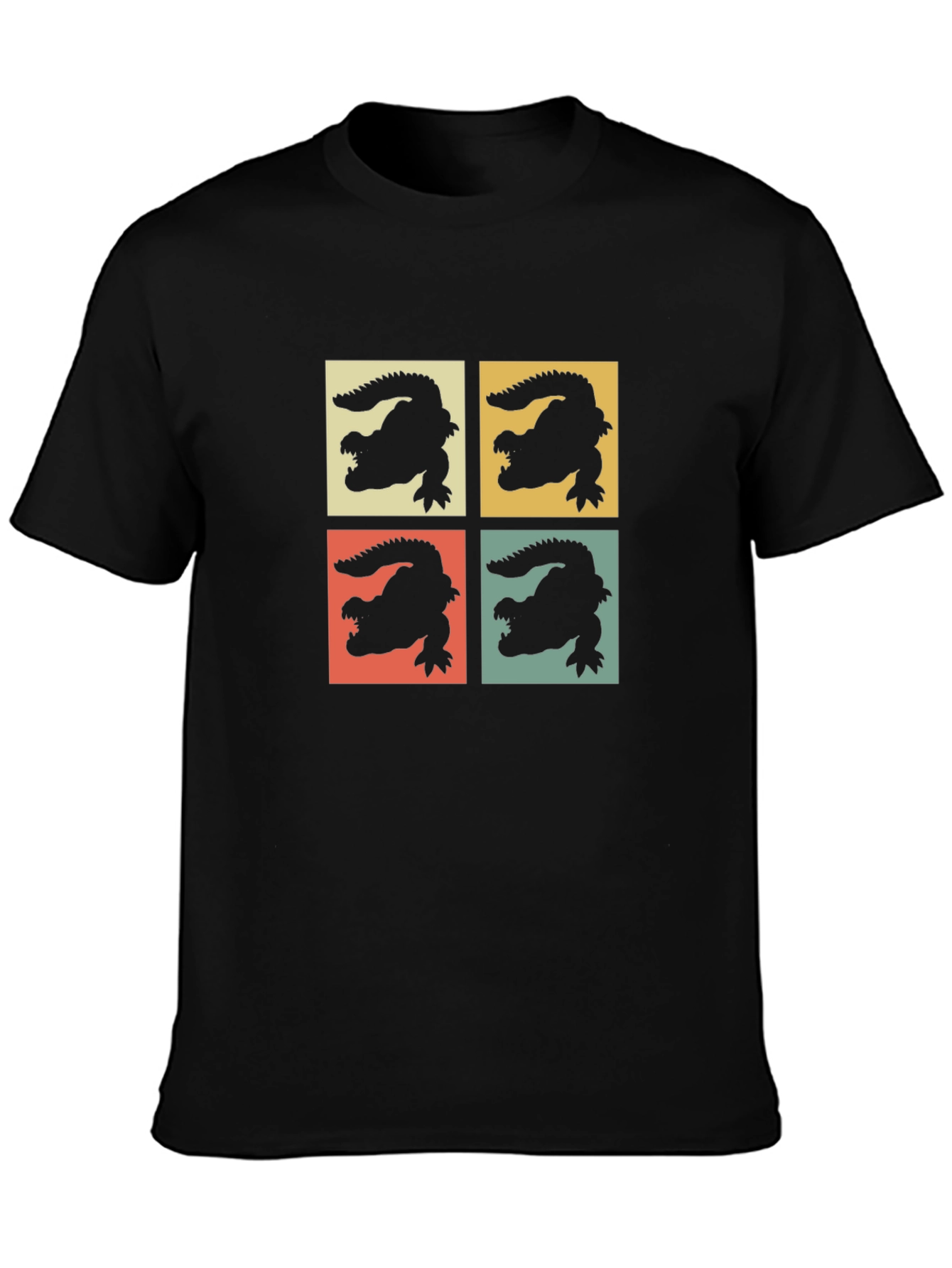 Retro Alligator Graphic Print Crew Neck Tee