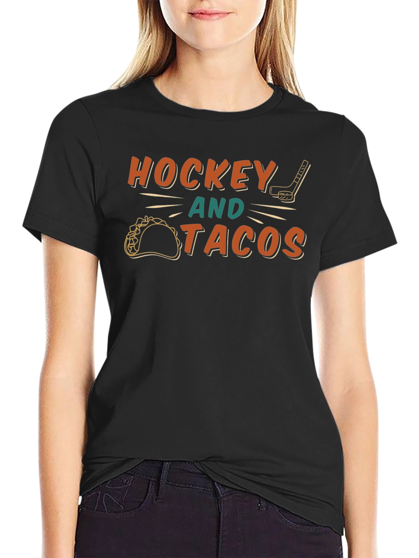 Hockey and Tacos Graphic T-Shirt - Black