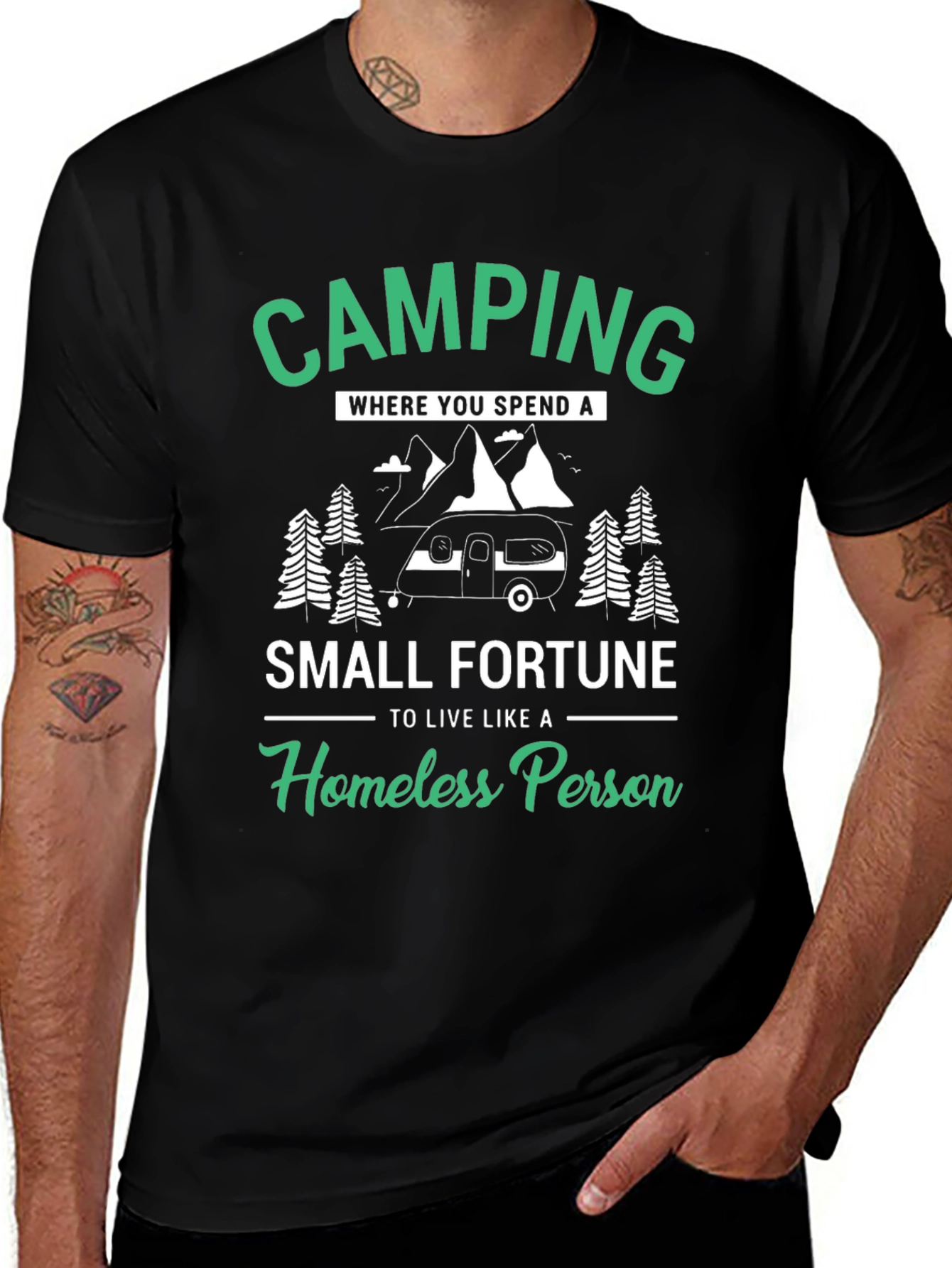 Camping Small Fortune Graphic T-Shirt
