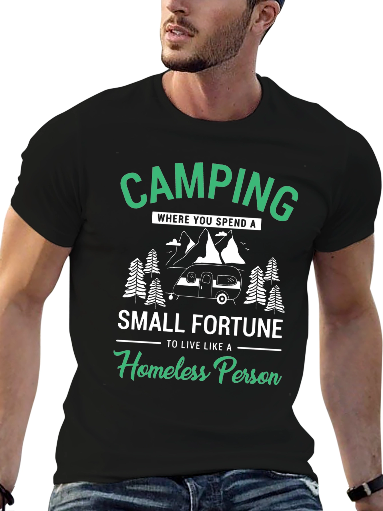 Camping Small Fortune Graphic T-Shirt