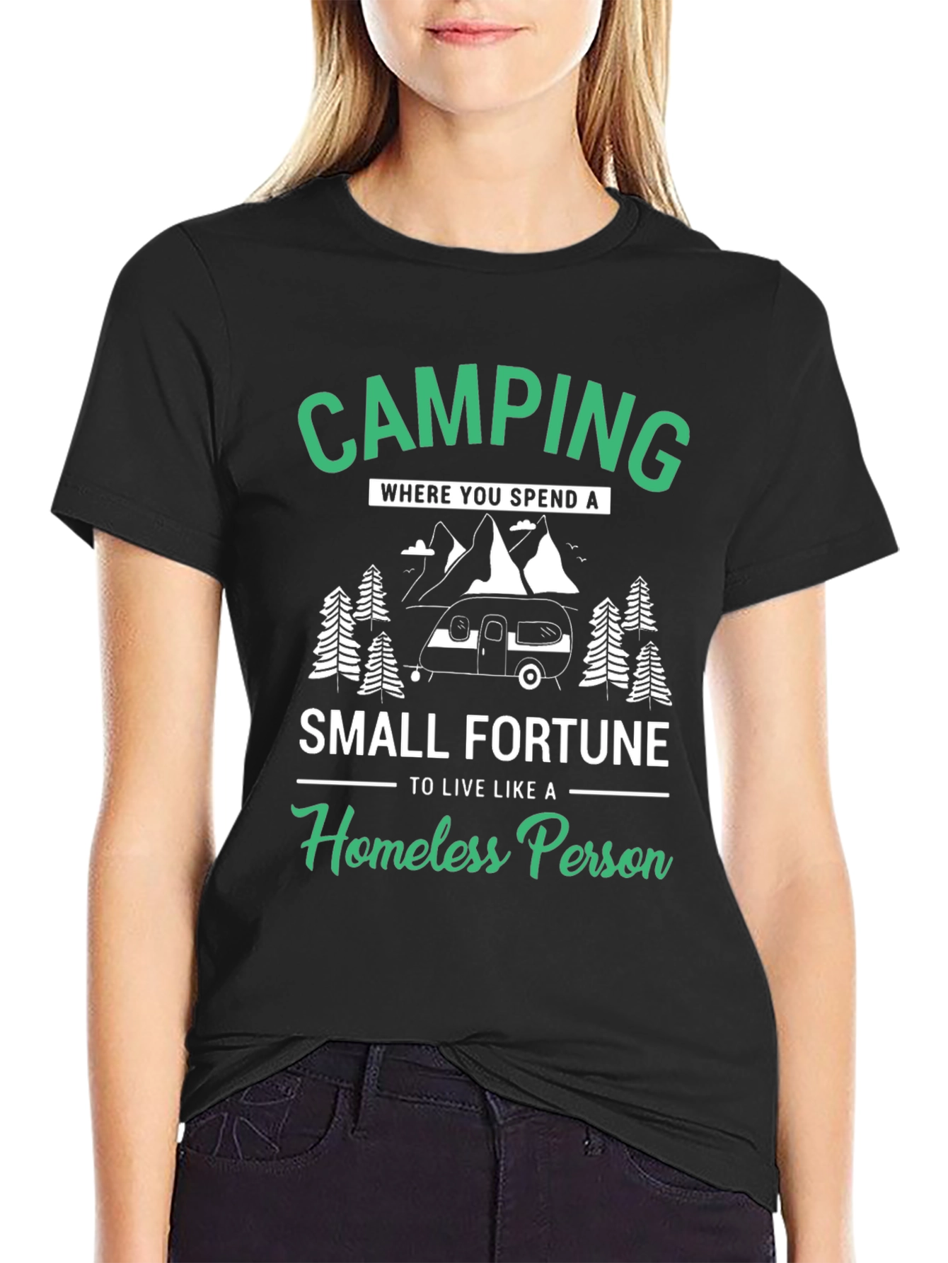 Camping Small Fortune Graphic T-Shirt