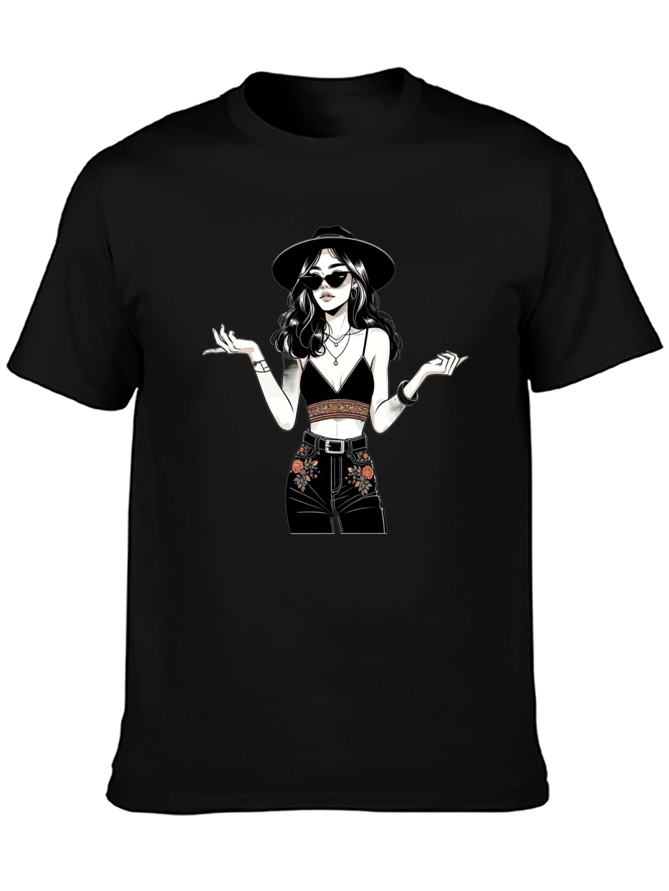 Stylish Graphic Print T-Shirt - Boho Chic