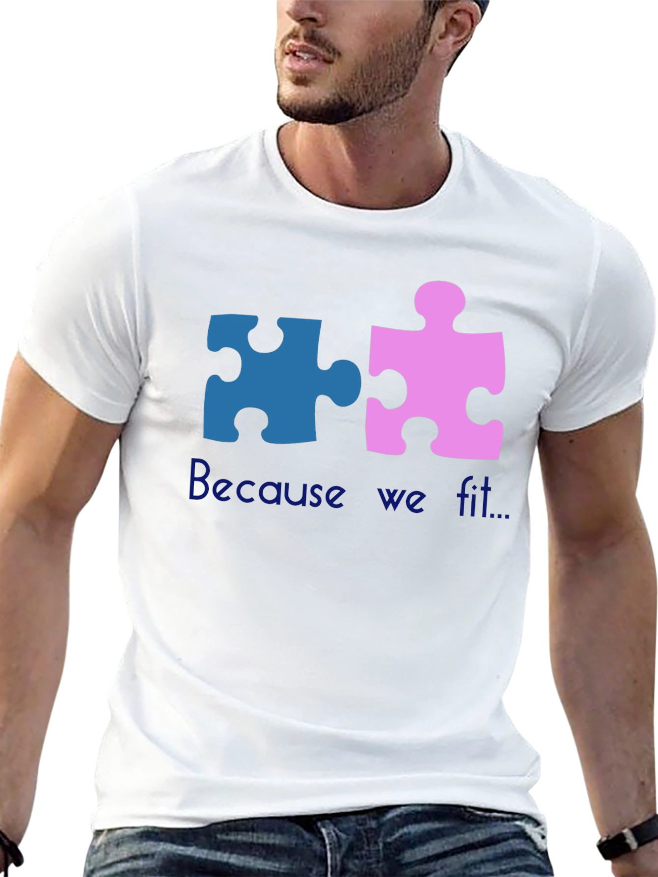Matching Puzzle Piece T-Shirt - Because We Fit