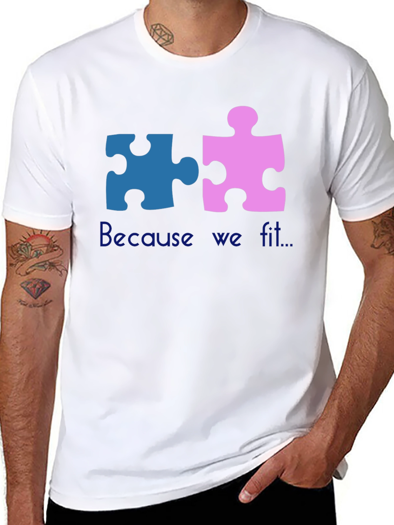 Matching Puzzle Piece T-Shirt - Because We Fit