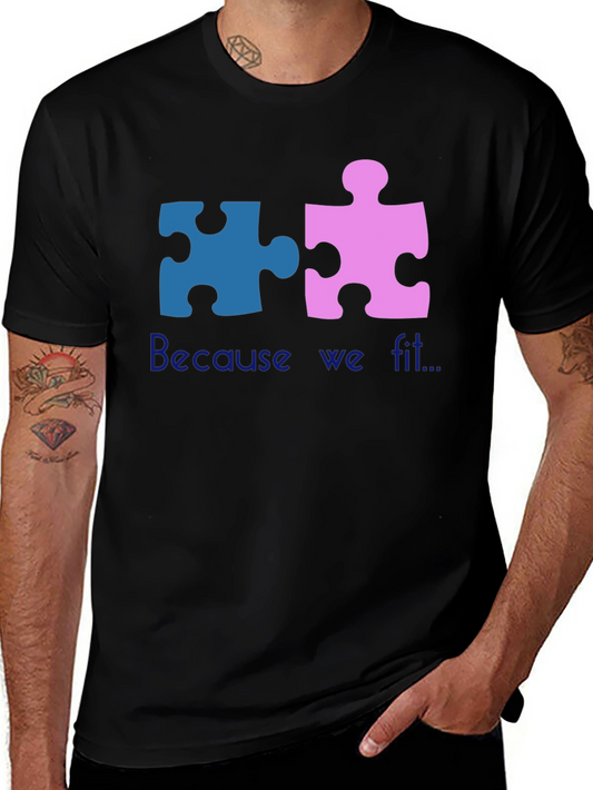 Matching Puzzle Piece T-Shirt - Because We Fit