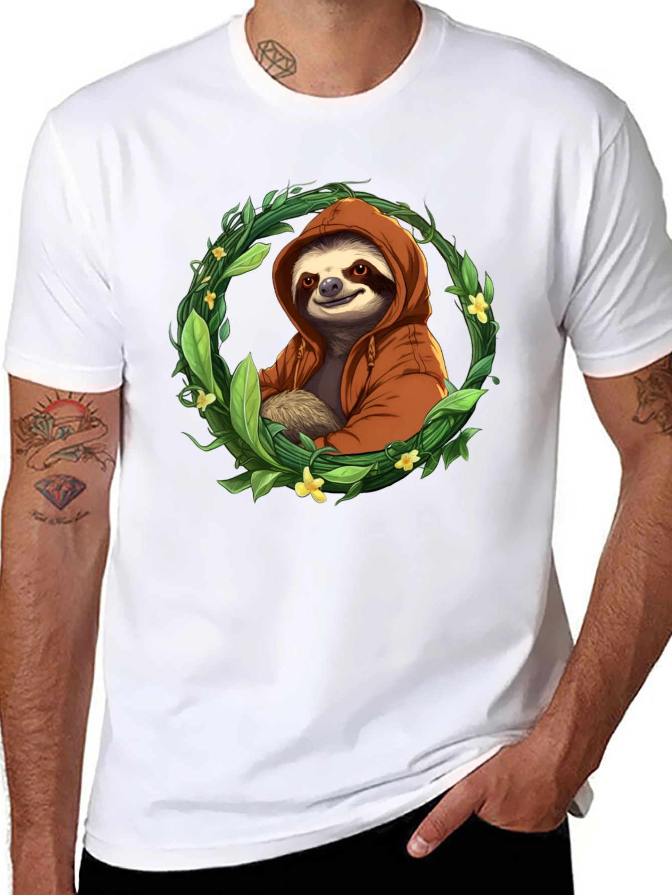 Sloth Wreath Graphic Tee - Relaxed Fit