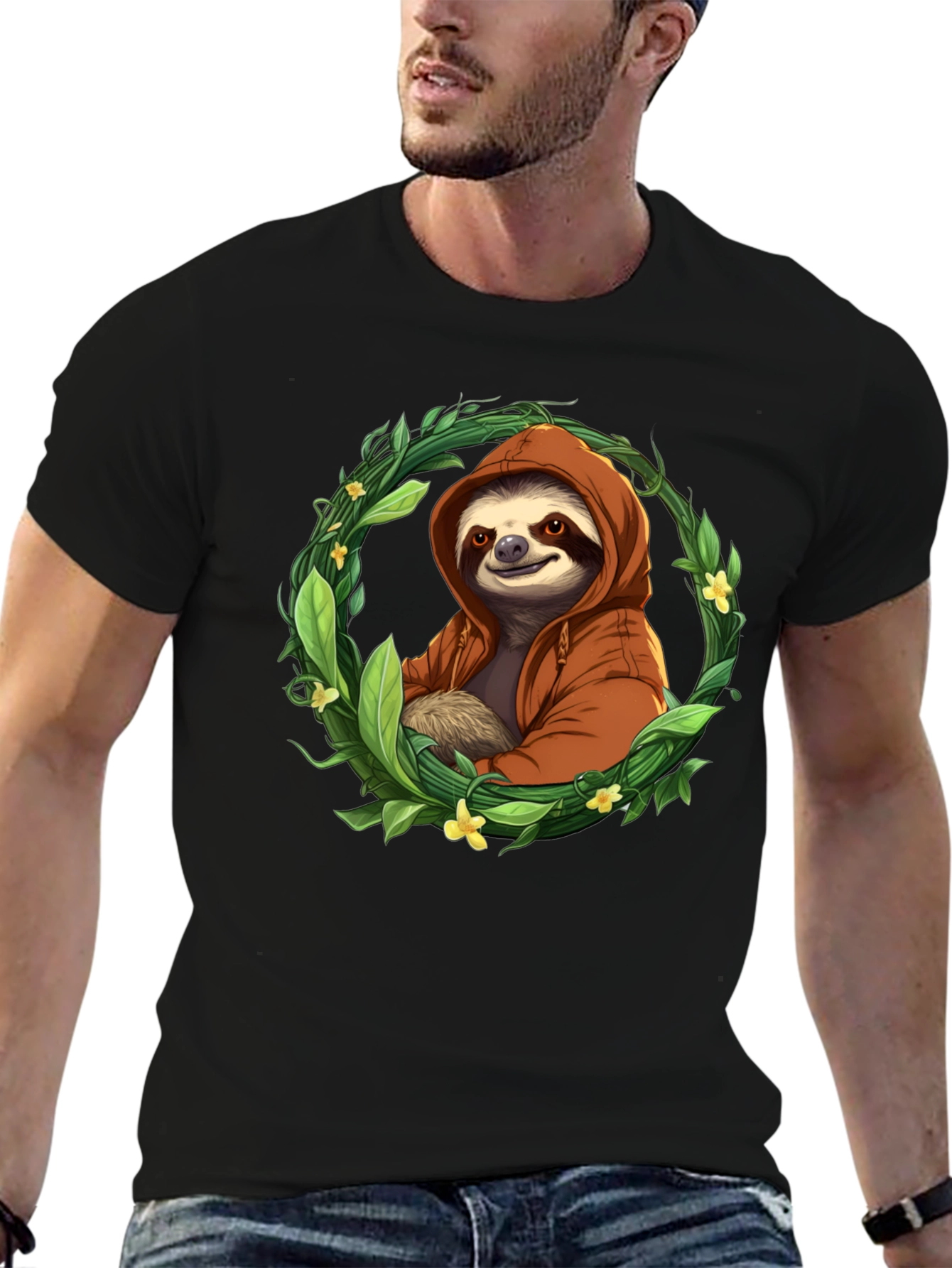 Sloth Wreath Graphic Tee - Relaxed Fit