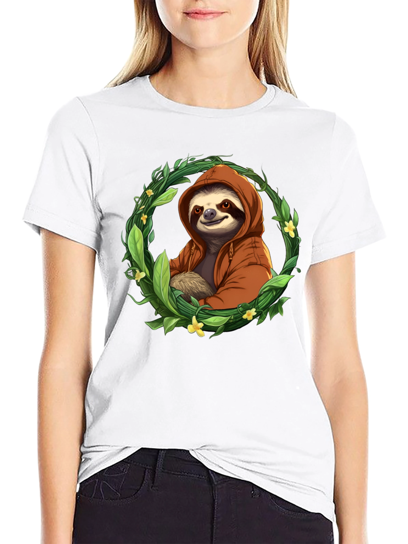 Sloth Wreath Graphic Tee - Relaxed Fit