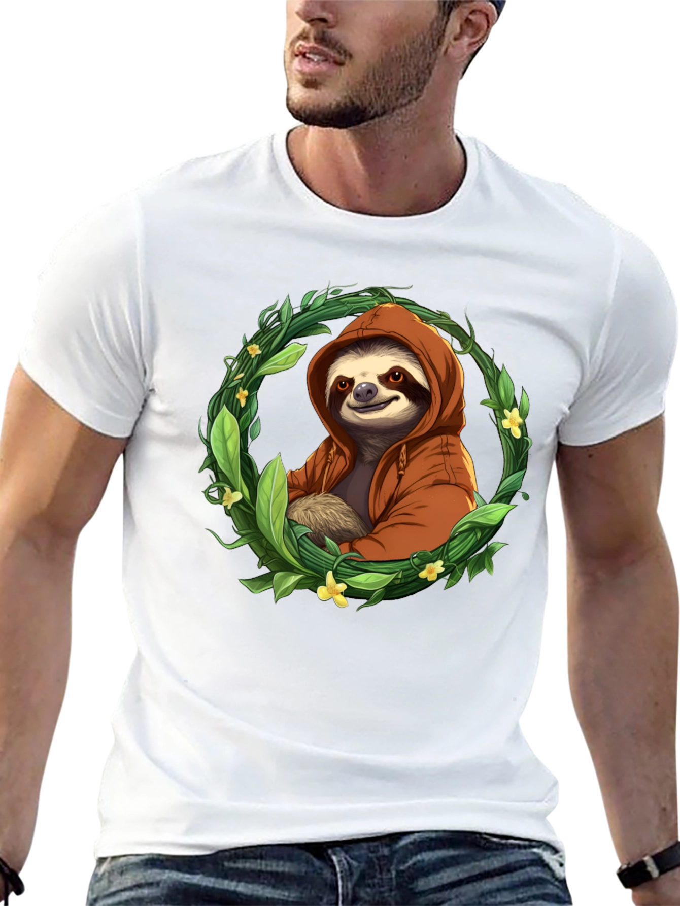 Sloth Wreath Graphic Tee - Relaxed Fit