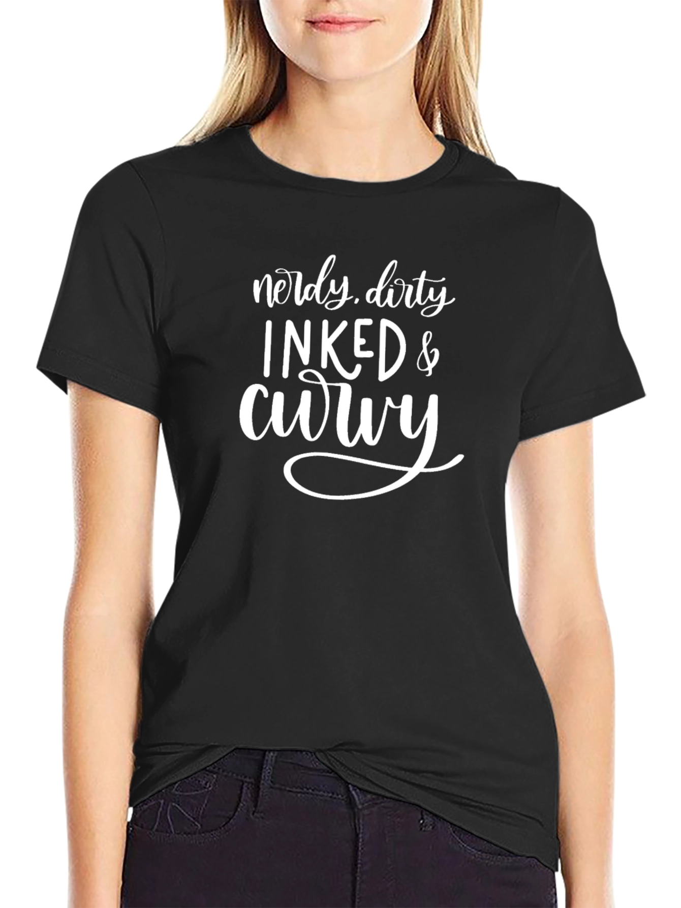 Nerdy Dirty Inked & Curvy Black T-Shirt