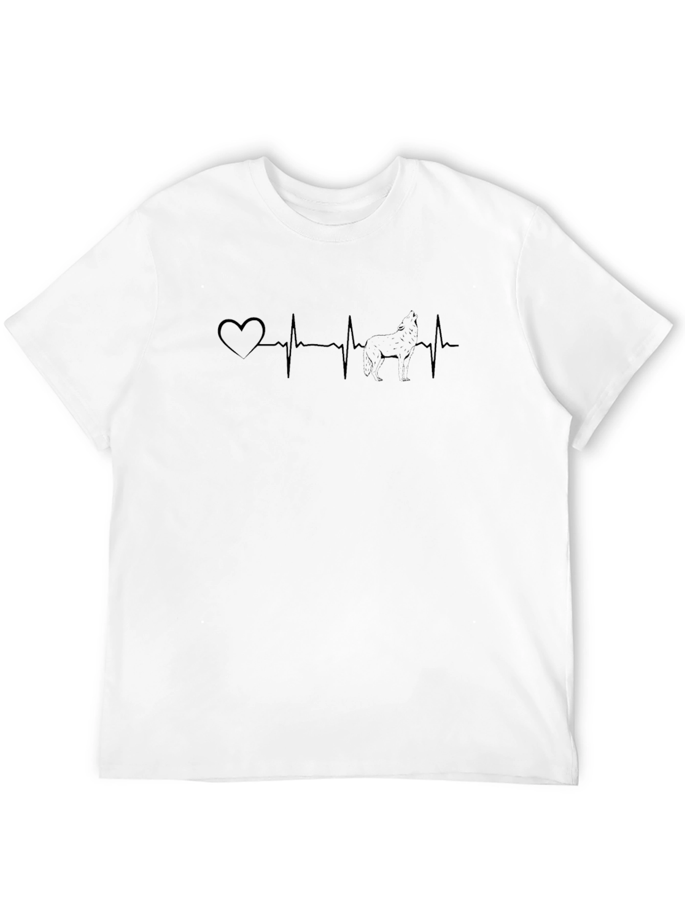 Heartbeat Wolf Graphic Tee - Unisex Black T-Shirt