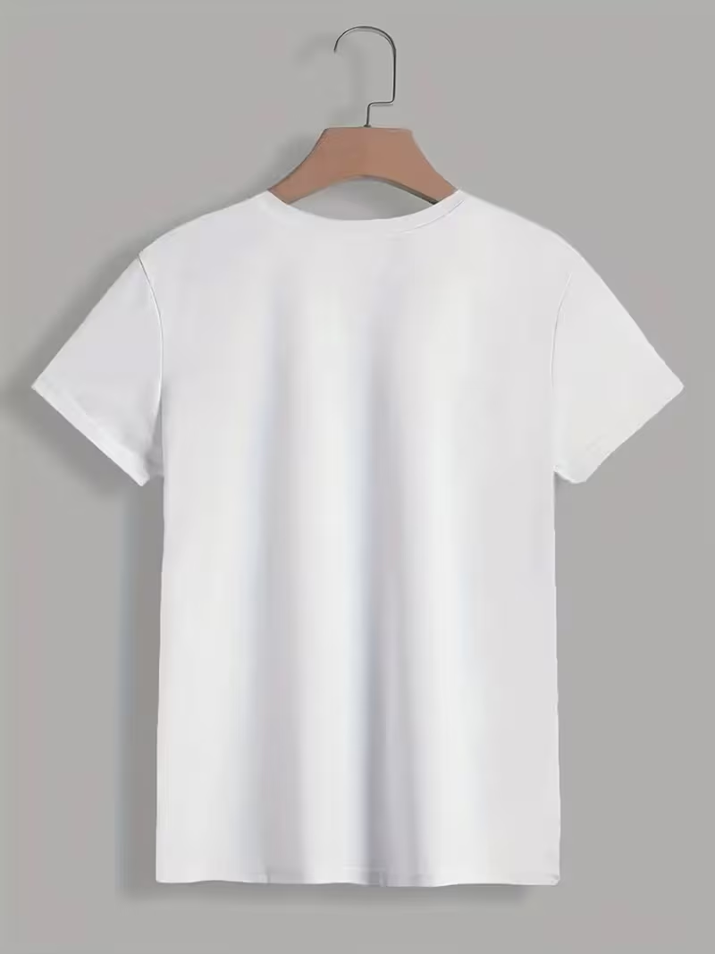 Women's Teacher T-Shirt, 1 pcs Heart Pencil & Apple Graphic Print T-Shirt 190g 100% Pure Cotton T-Shirt