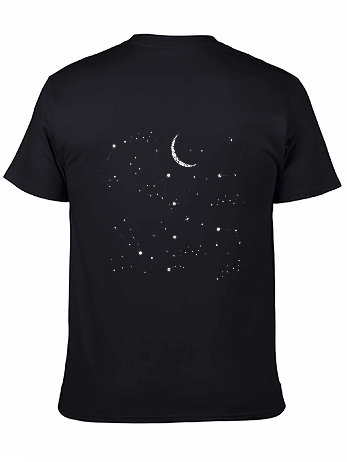 Celestial Moon & Stars Graphic Tee - Black