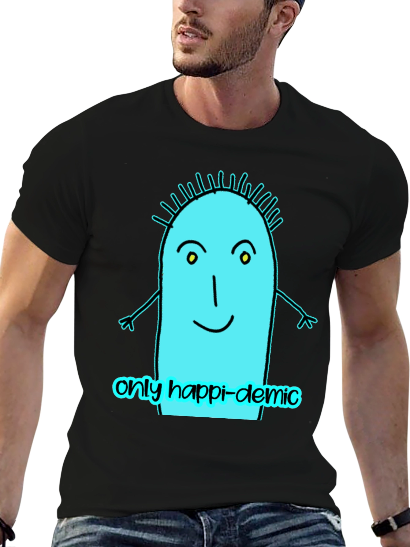 Happy-demic Cartoon Graphic T-Shirt