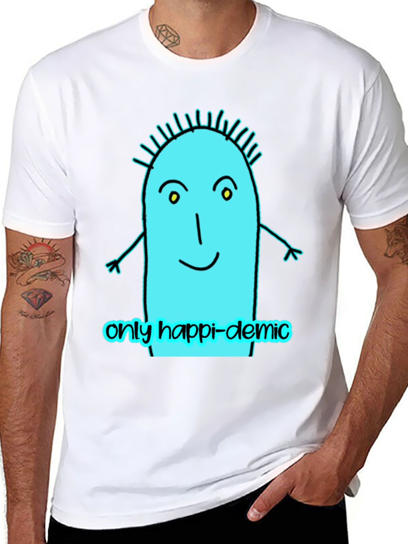 Happy-demic Cartoon Graphic T-Shirt