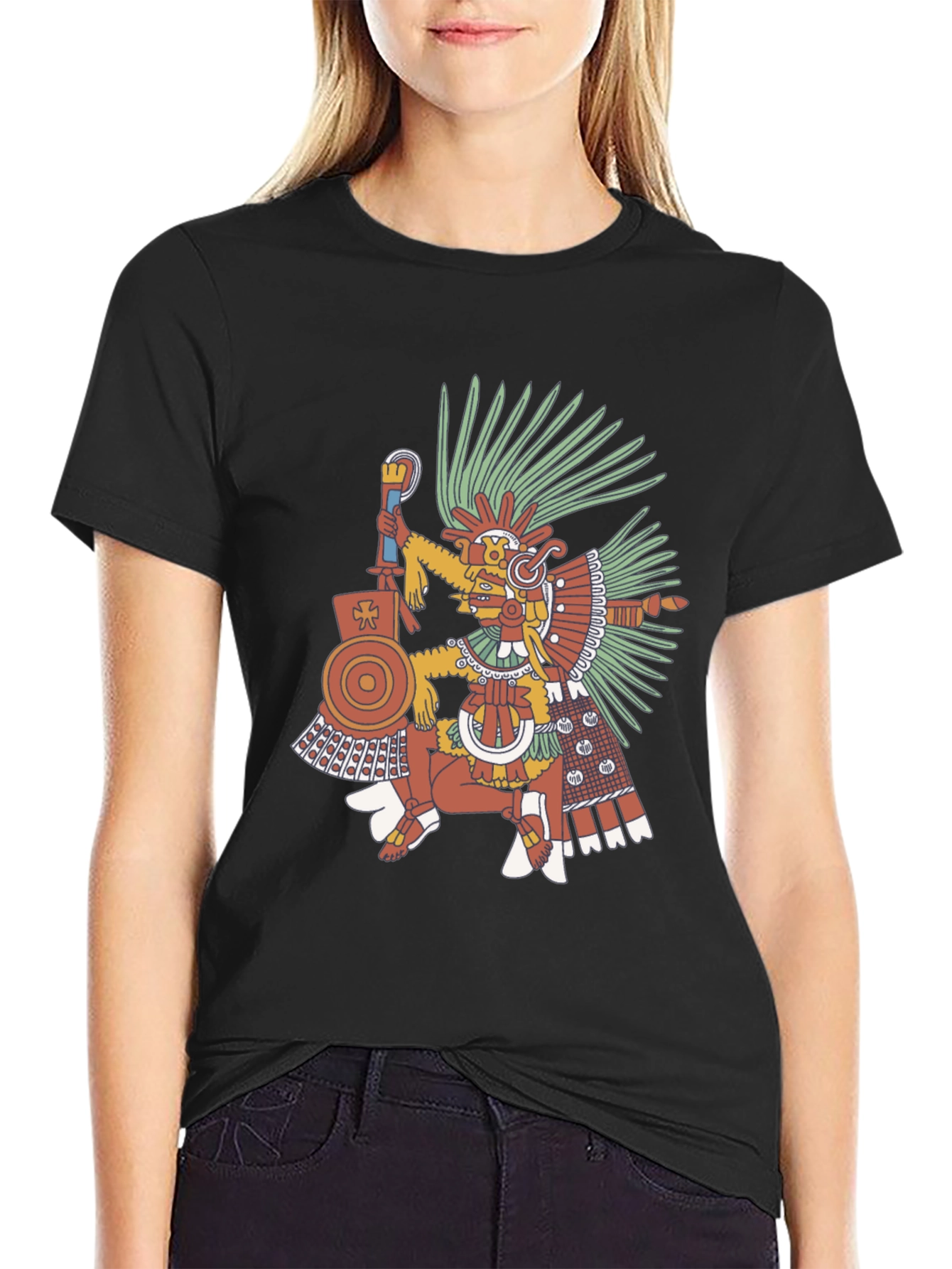 Aztec Warrior Graphic Tee - Black T-Shirt