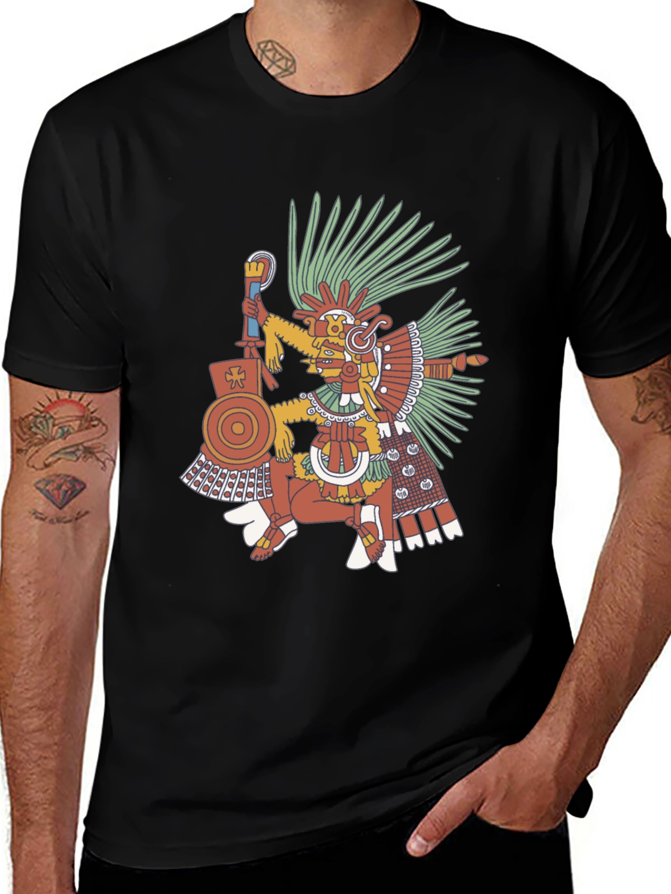 Aztec Warrior Graphic Tee - Black T-Shirt