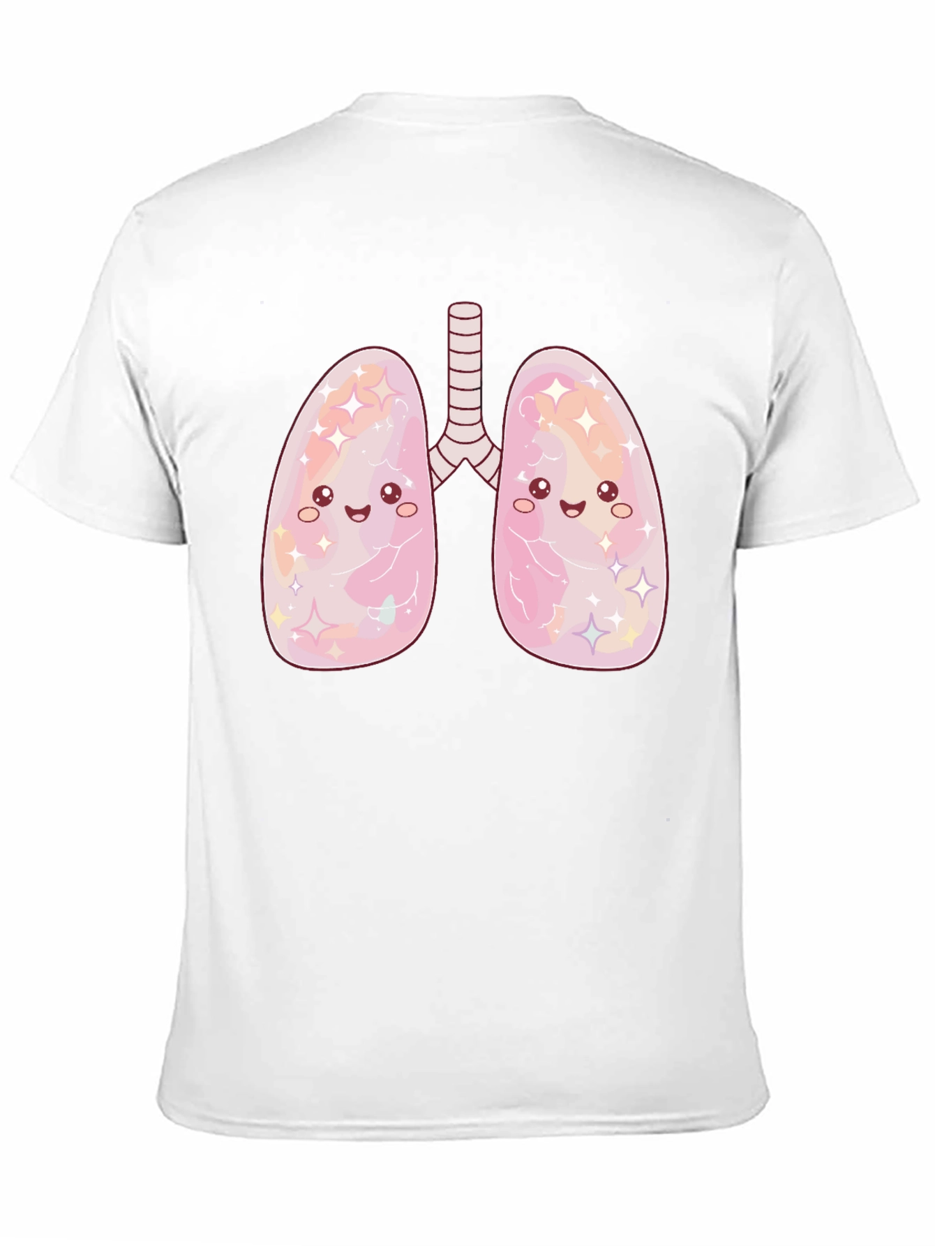 Kawaii Lungs Graphic T-Shirt - Black Crew Neck