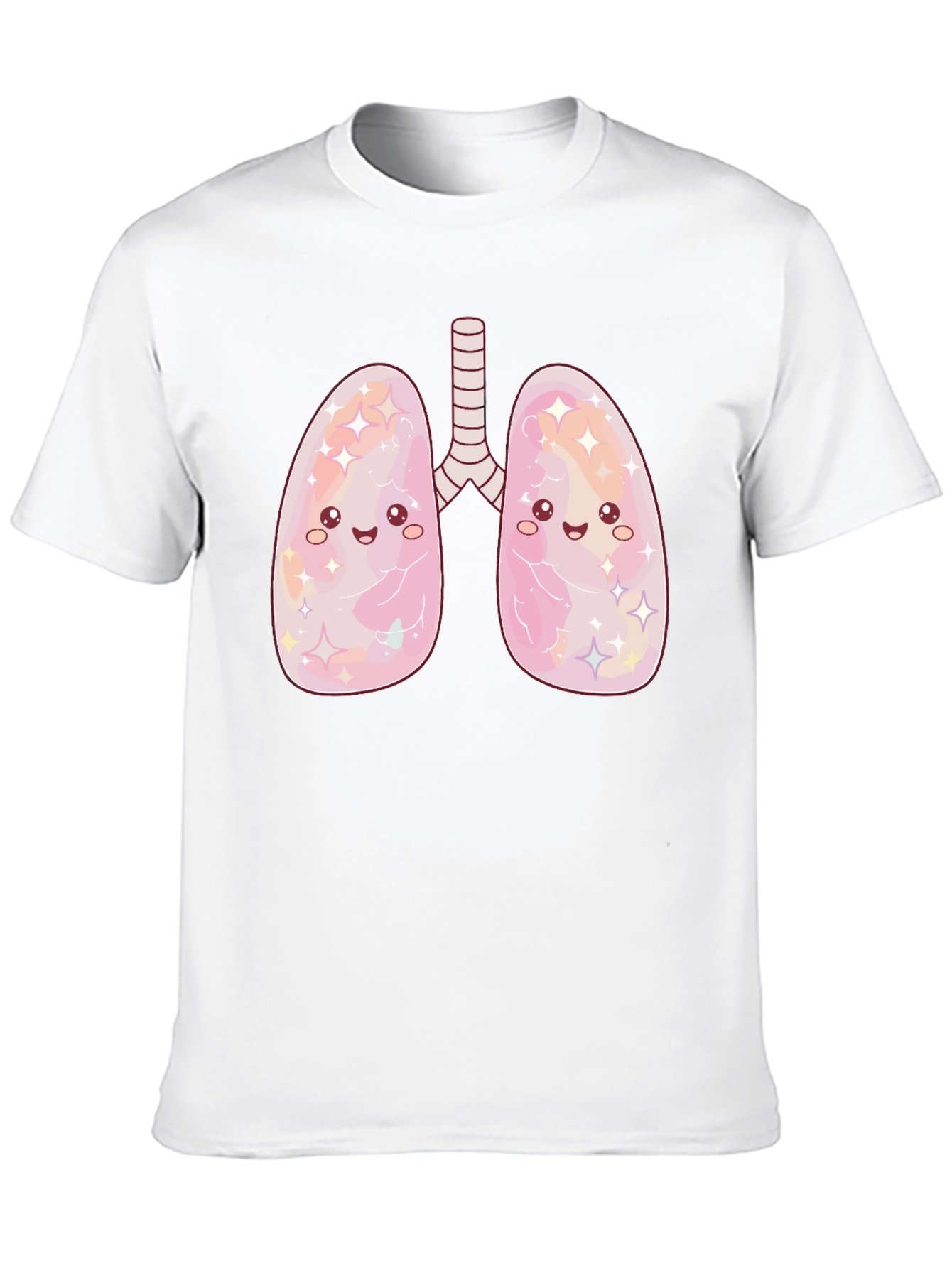 Kawaii Lungs Graphic T-Shirt - Black Crew Neck