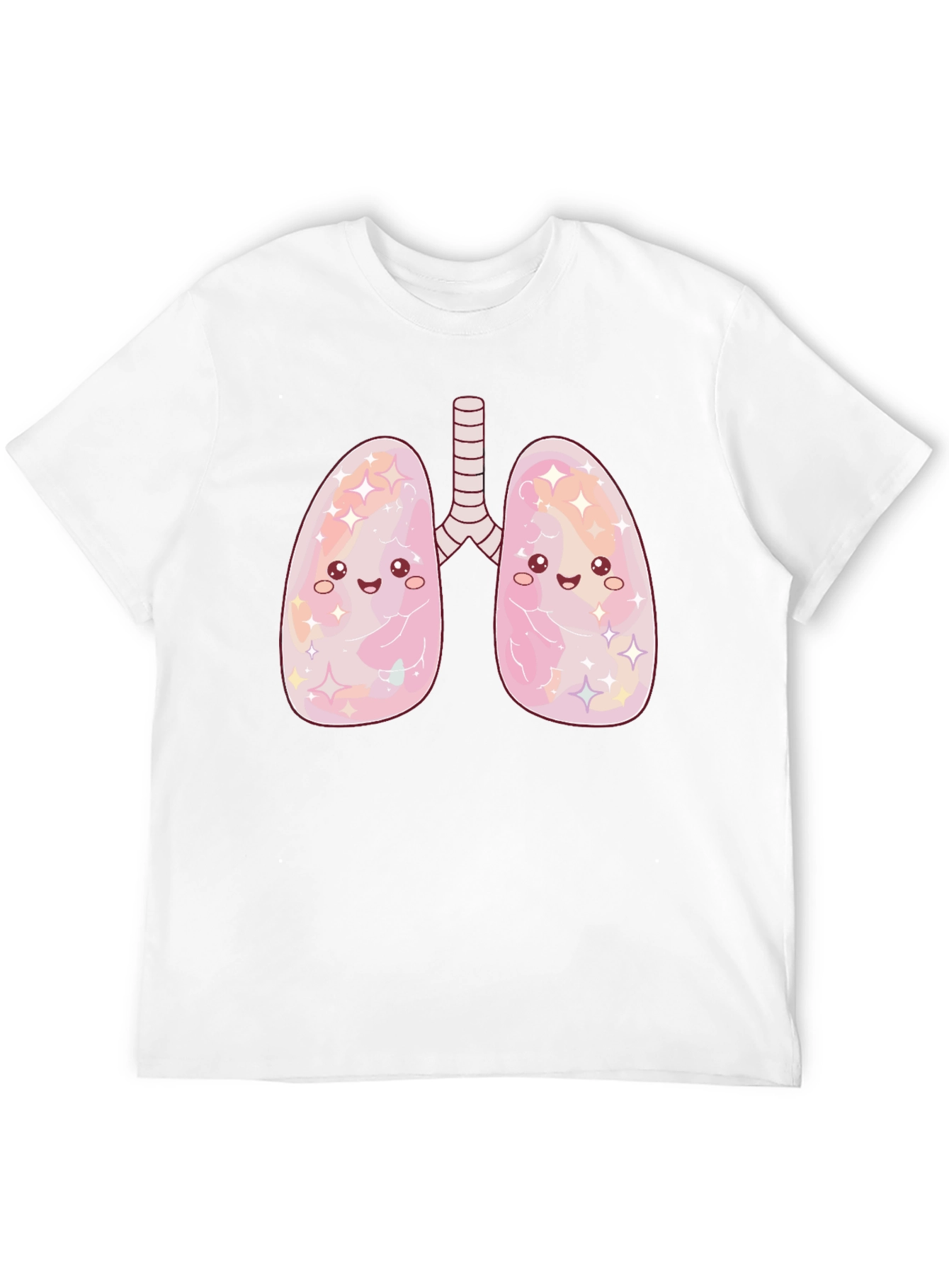 Kawaii Lungs Graphic T-Shirt - Black Crew Neck