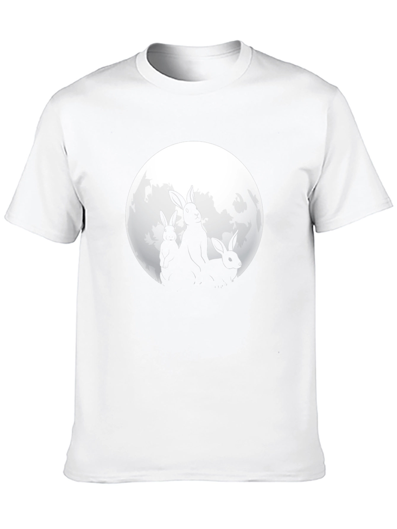 Rabbit Moon Graphic Tee - Black Cotton T-Shirt