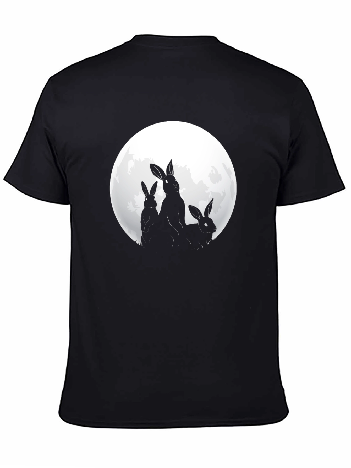 Rabbit Moon Graphic Tee - Black Cotton T-Shirt