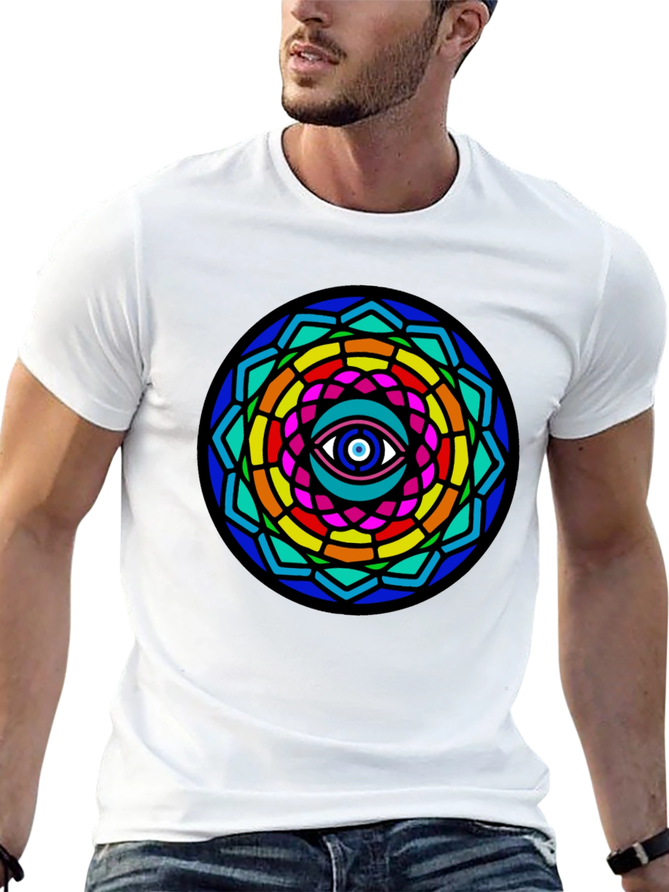 Mystic Eye Mandala Graphic Tee - Black