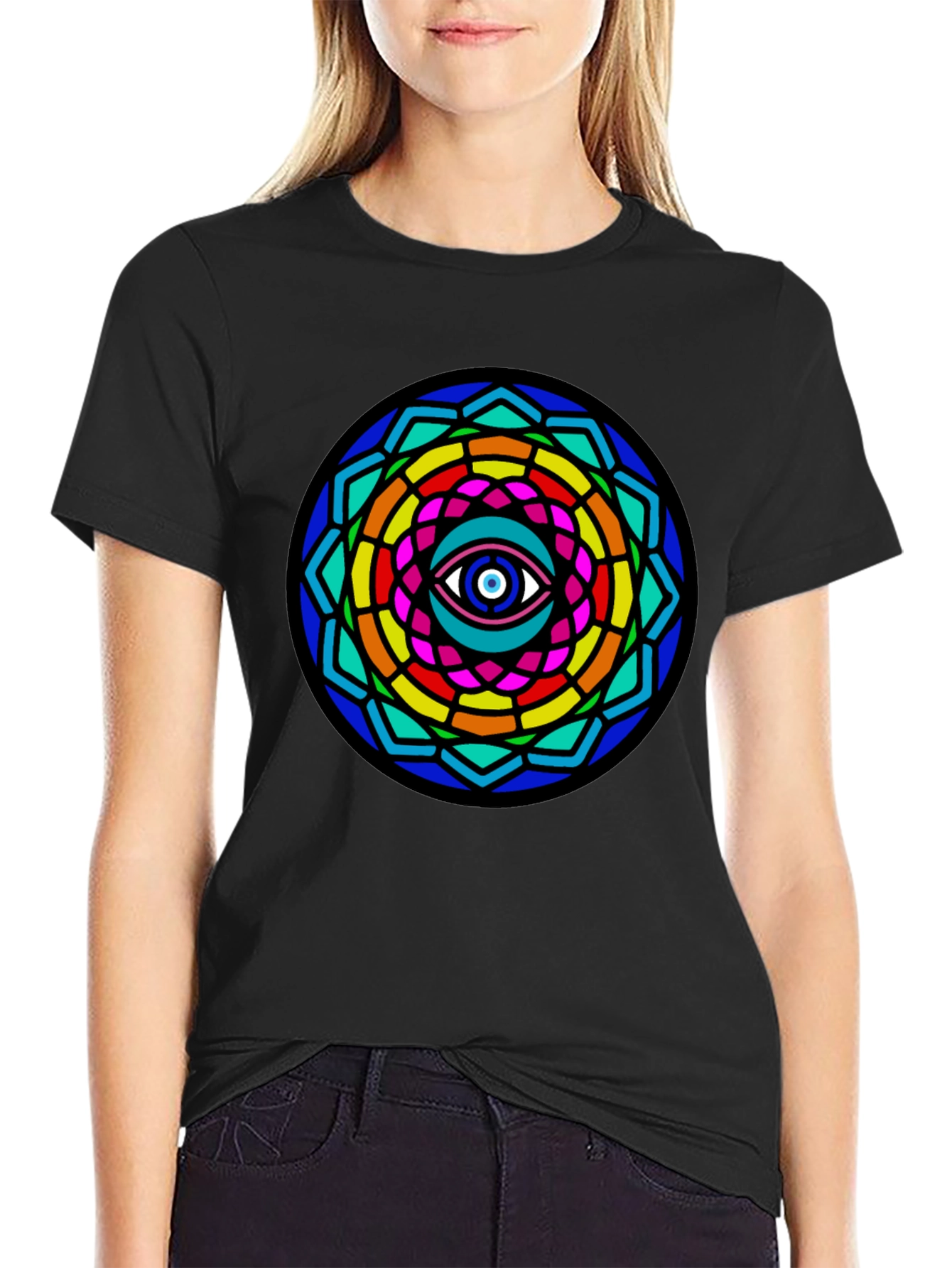 Mystic Eye Mandala Graphic Tee - Black