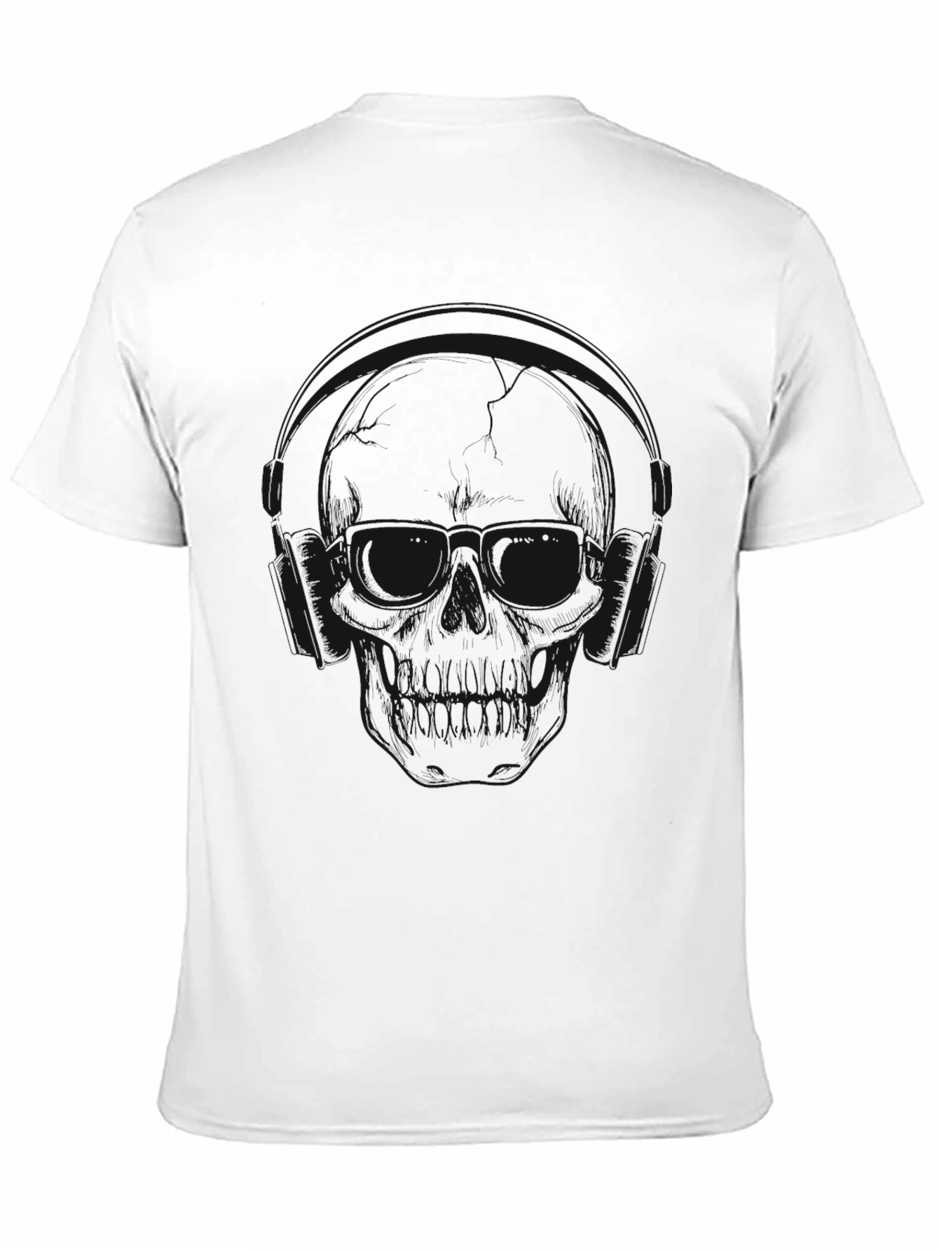 Skull with Headphones Graphic T-Shirt - Black