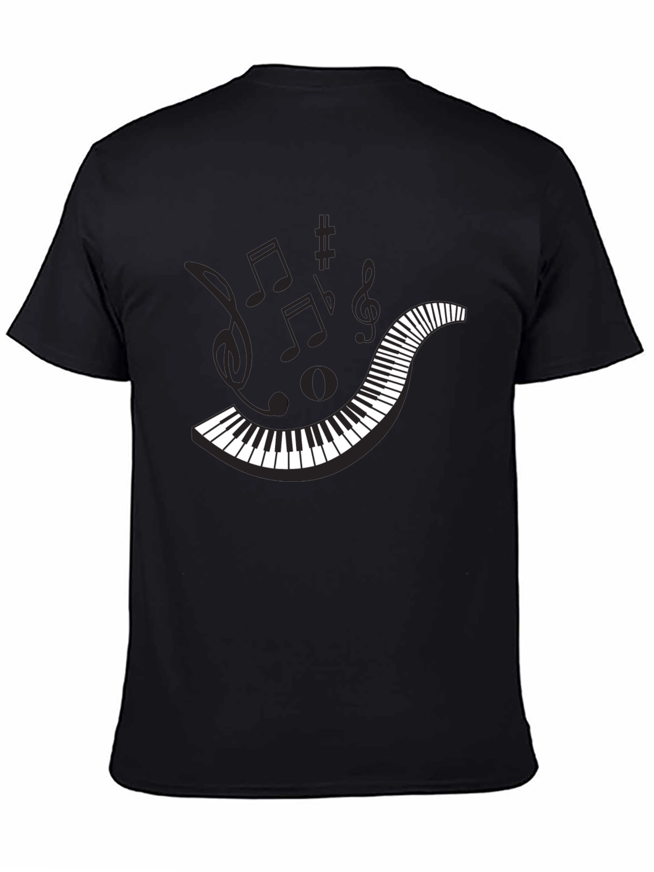 Musical Notes Graphic Tee - Black