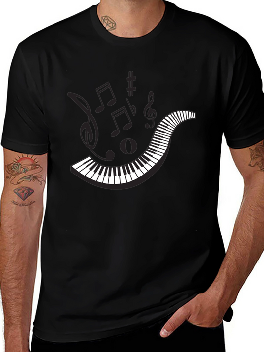 Musical Notes Graphic Tee - Black